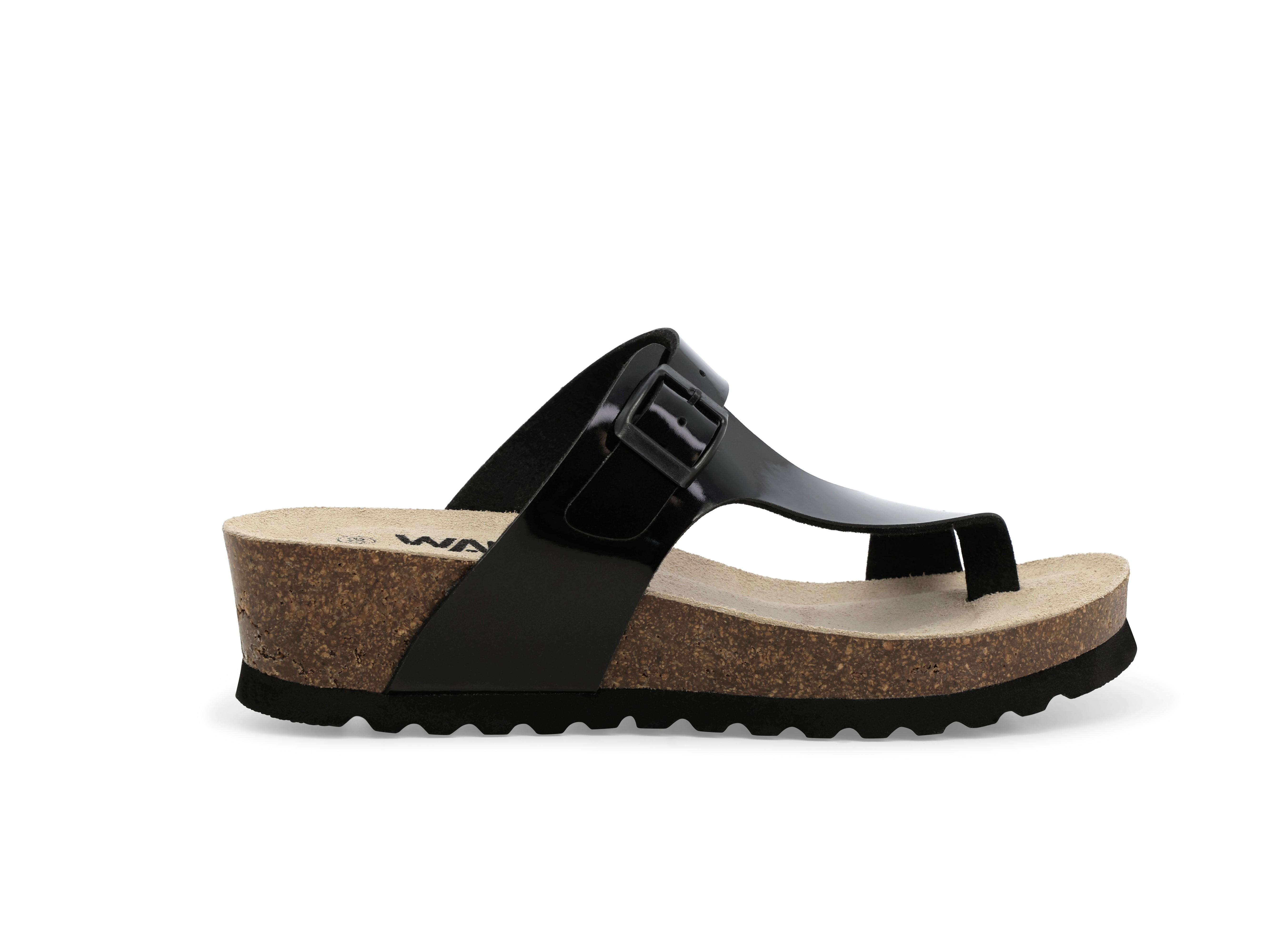 Ciabatta infradito con zeppa in sughero 018140q comfort e stile in camoscio nero