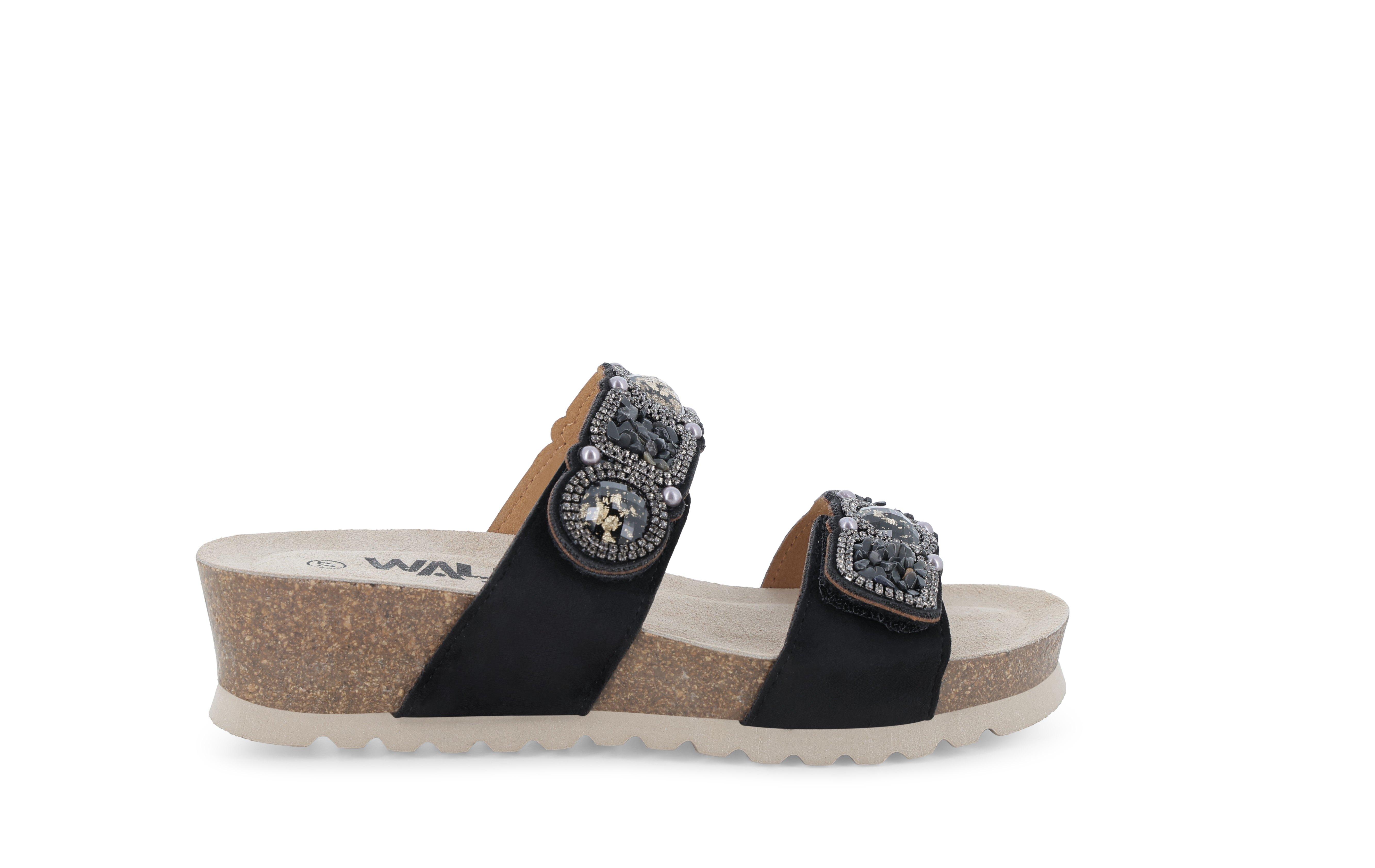 Sandalo donna in camoscio suede nero 018182 44