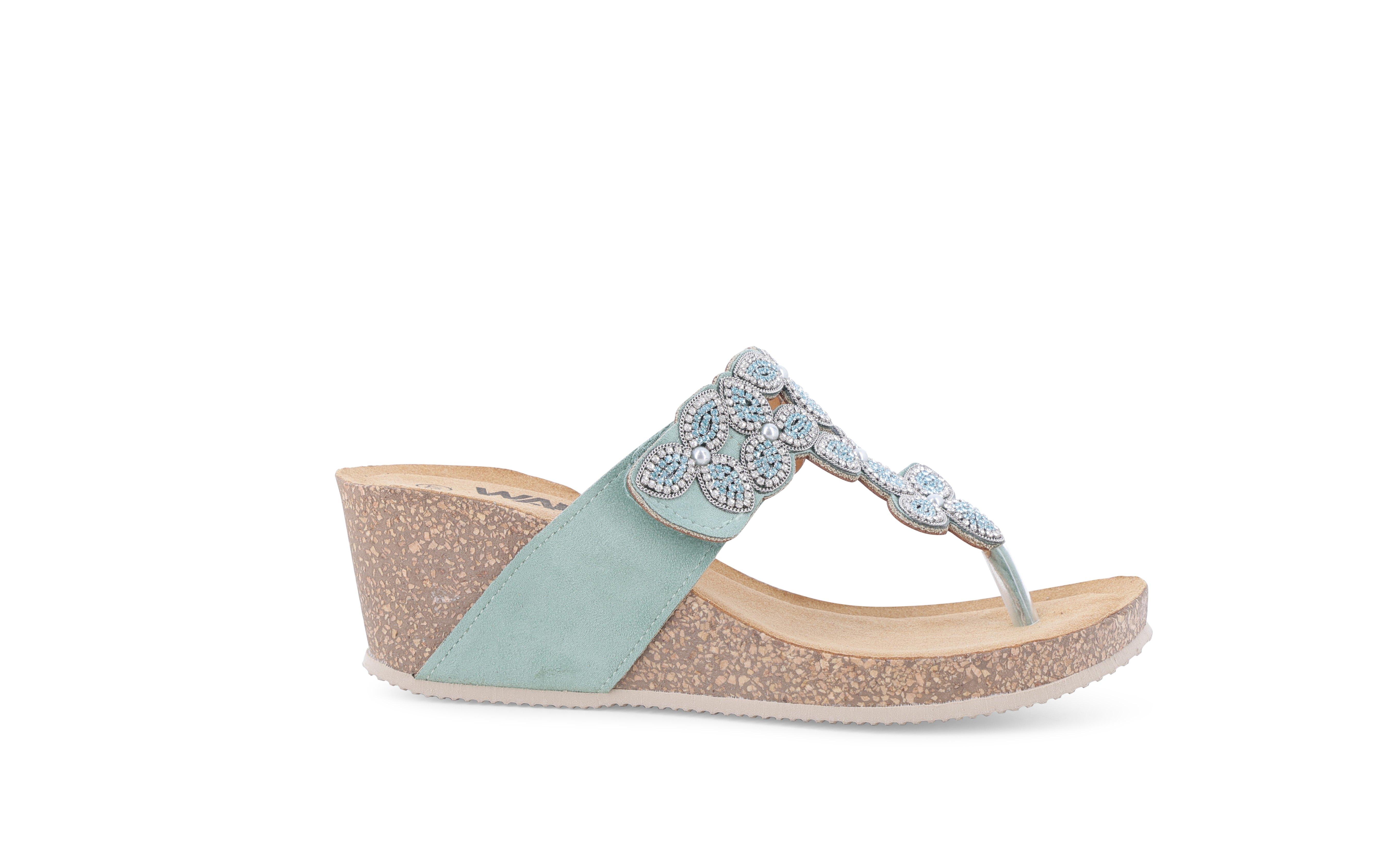 Sandalo infradito donna in camoscio suede verde 018184 42