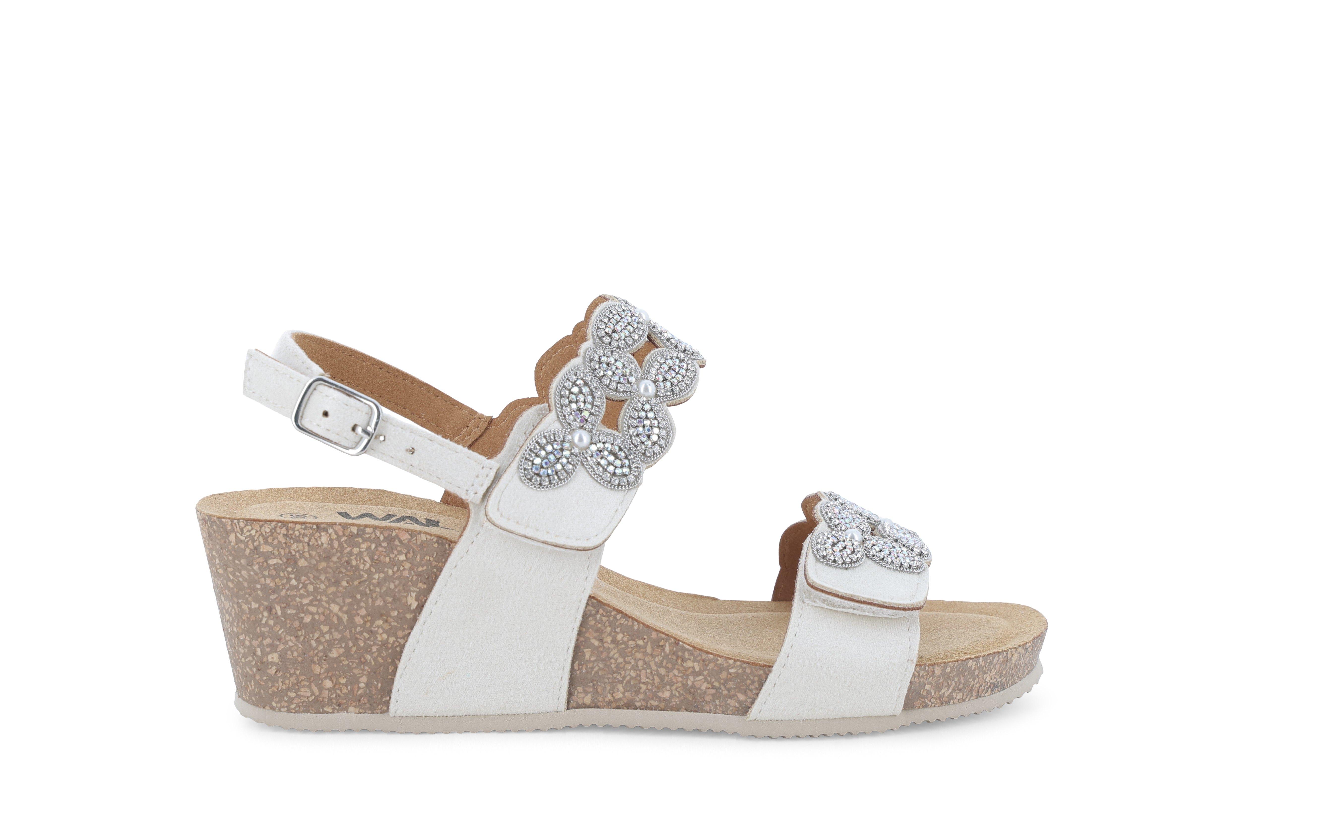 Sandalo donna in camoscio suede bianco 018185