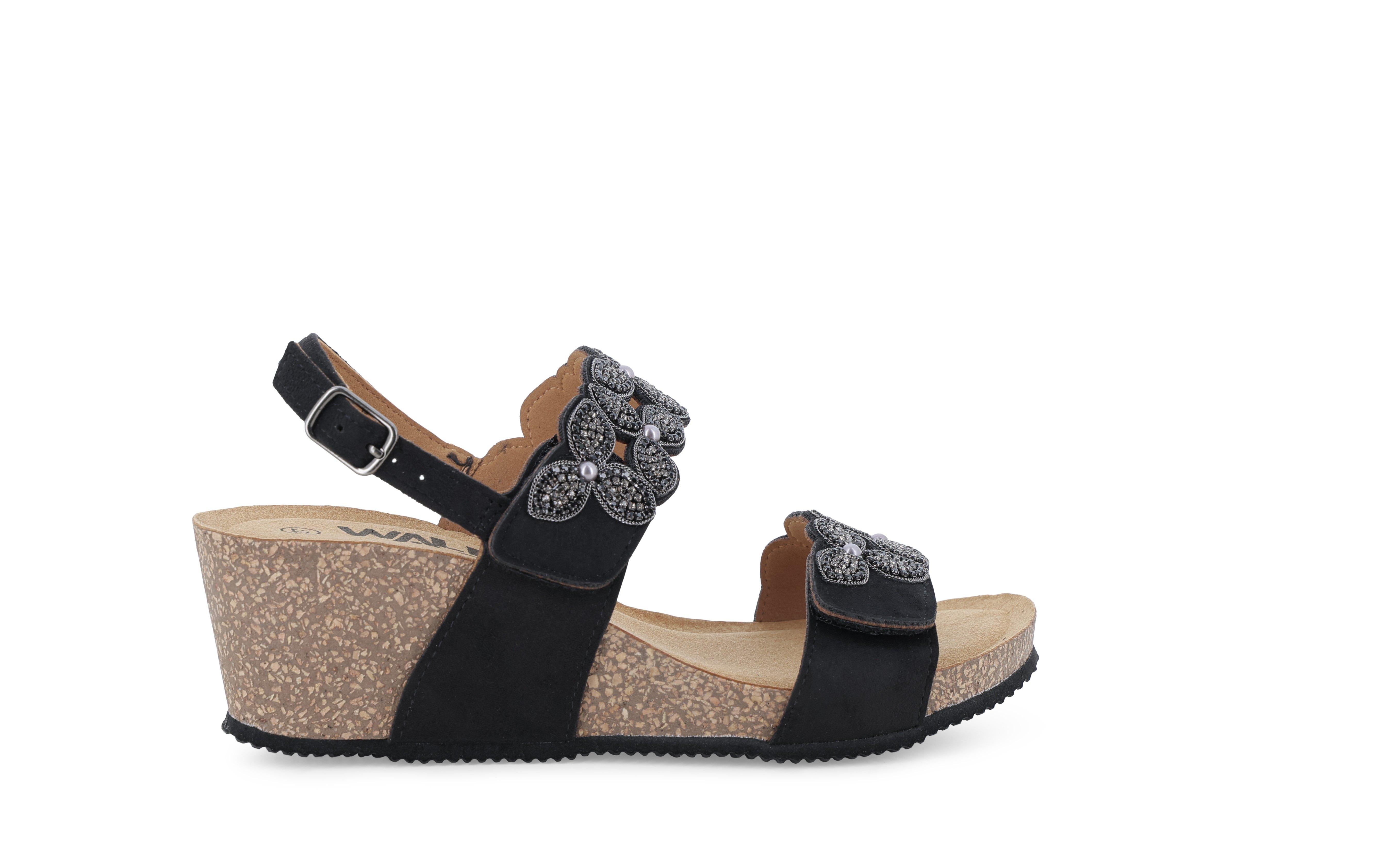 Sandalo donna in camoscio suede nero 018185 39
