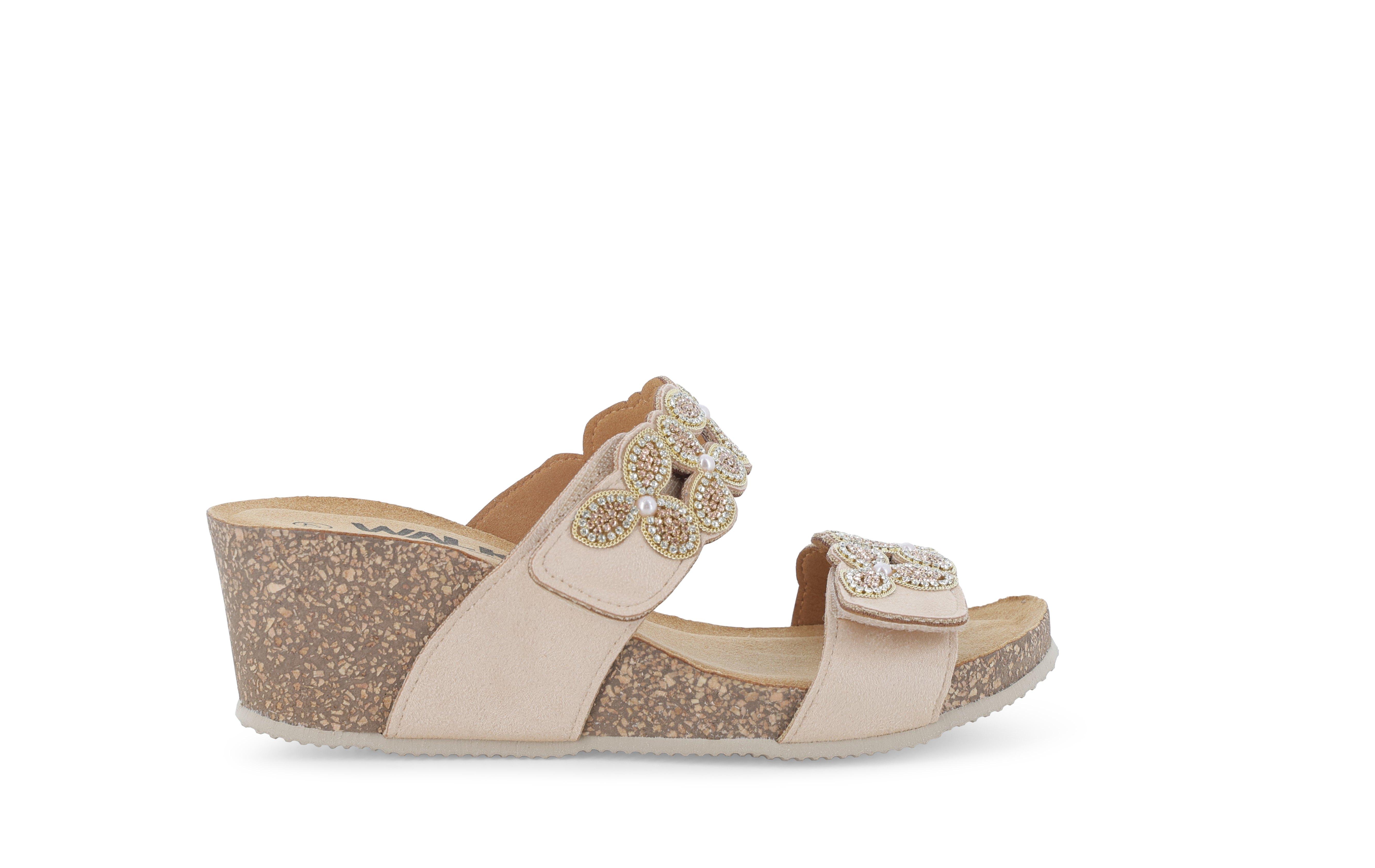 Sandalo donna in camoscio suede beige 018186 44