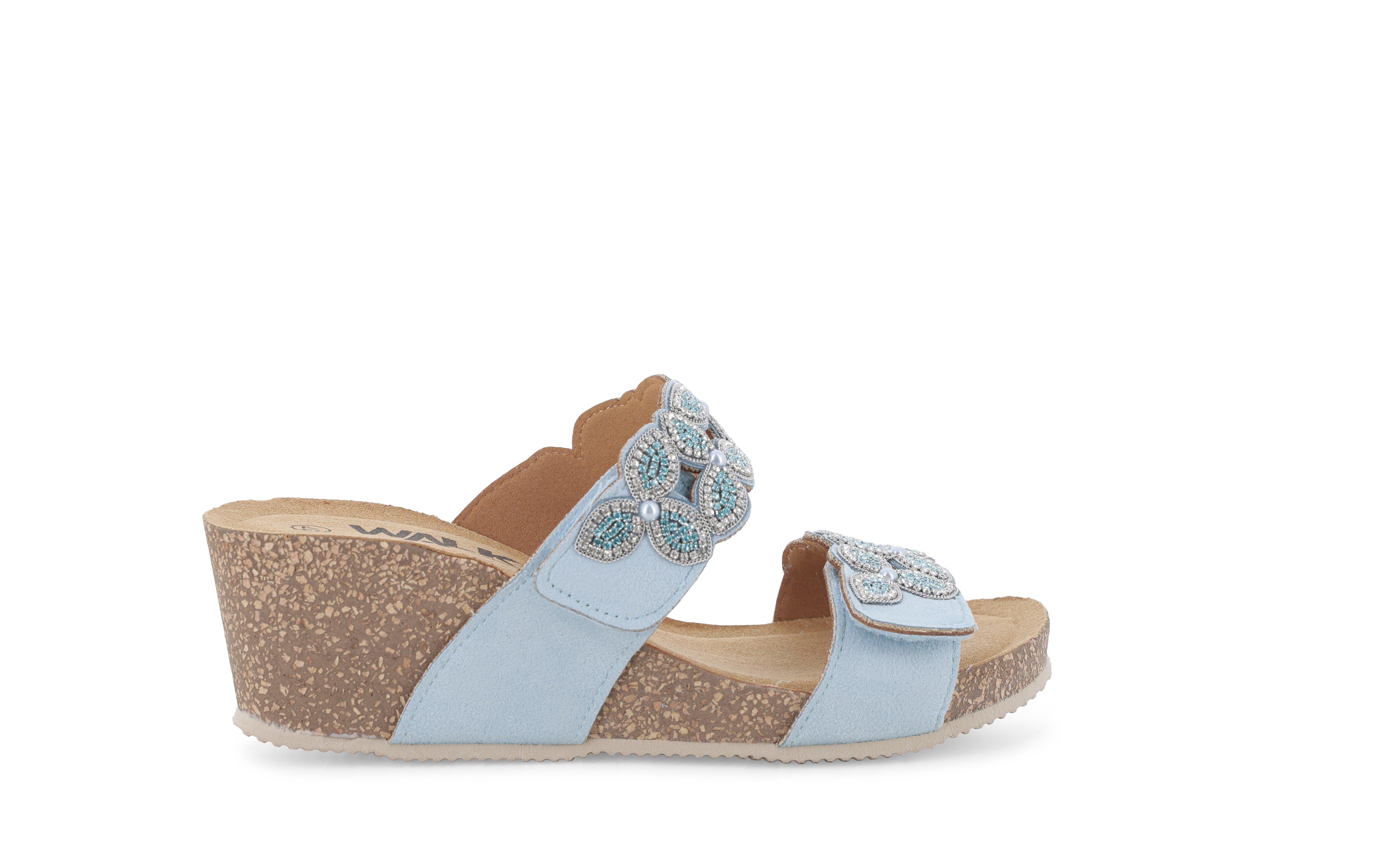 Sandalo donna in camoscio suede azzurro cielo 018186 44