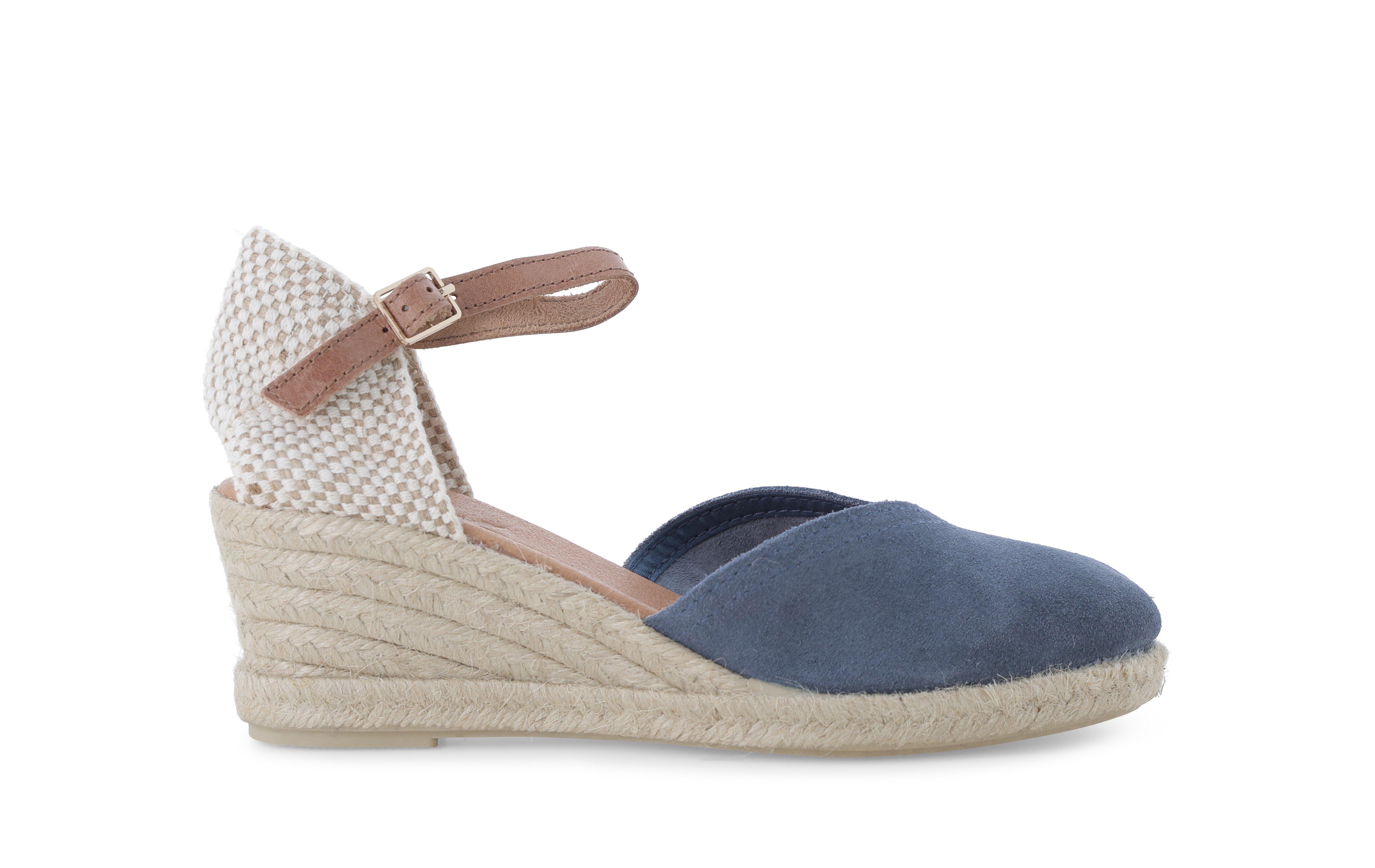 Espadrillas con zeppa in corda e tomaia in camoscio jeans 018206q 38