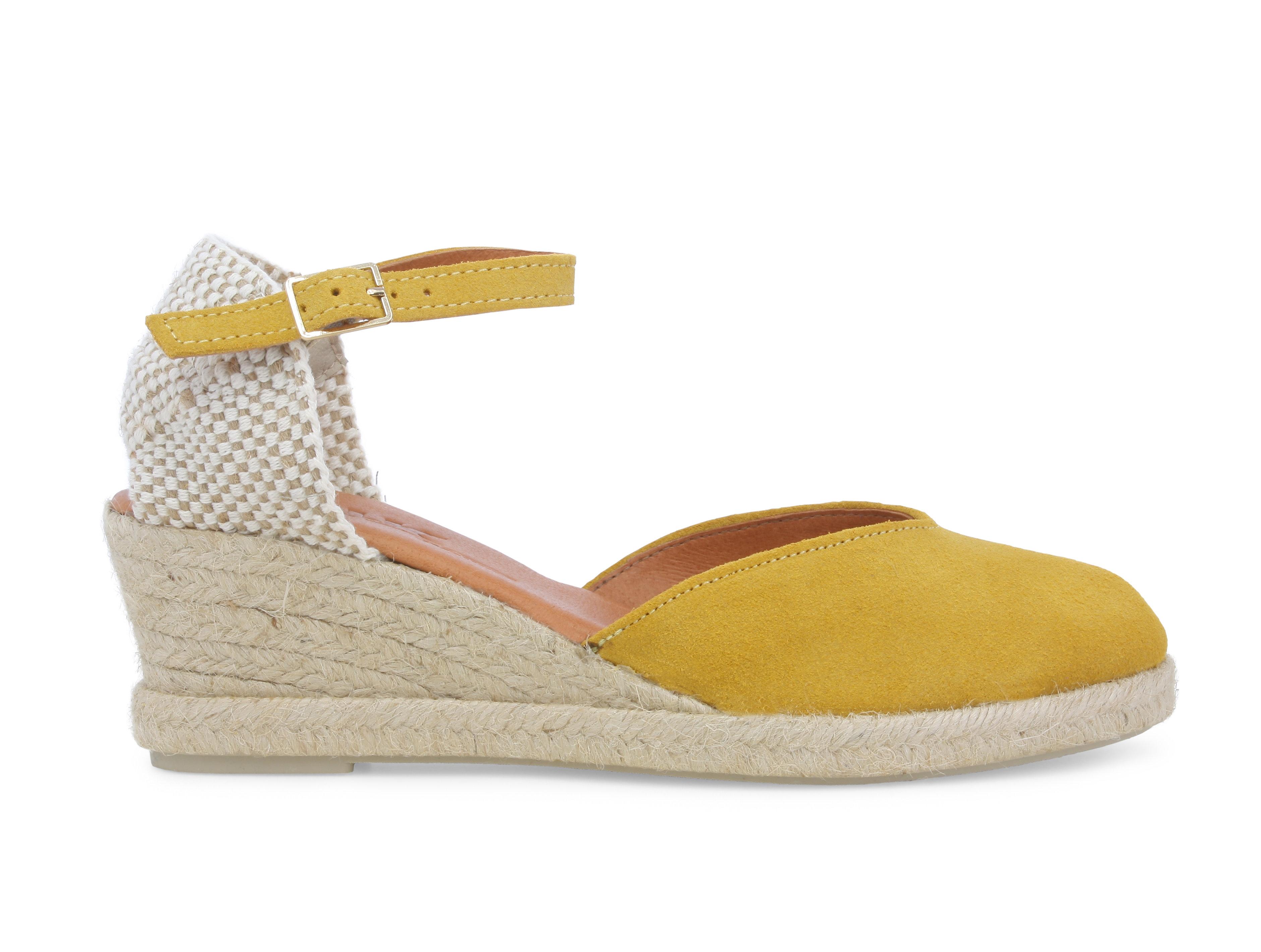 Espadrillas con zeppa in corda e tomaia in camoscio giallo 018206q 38
