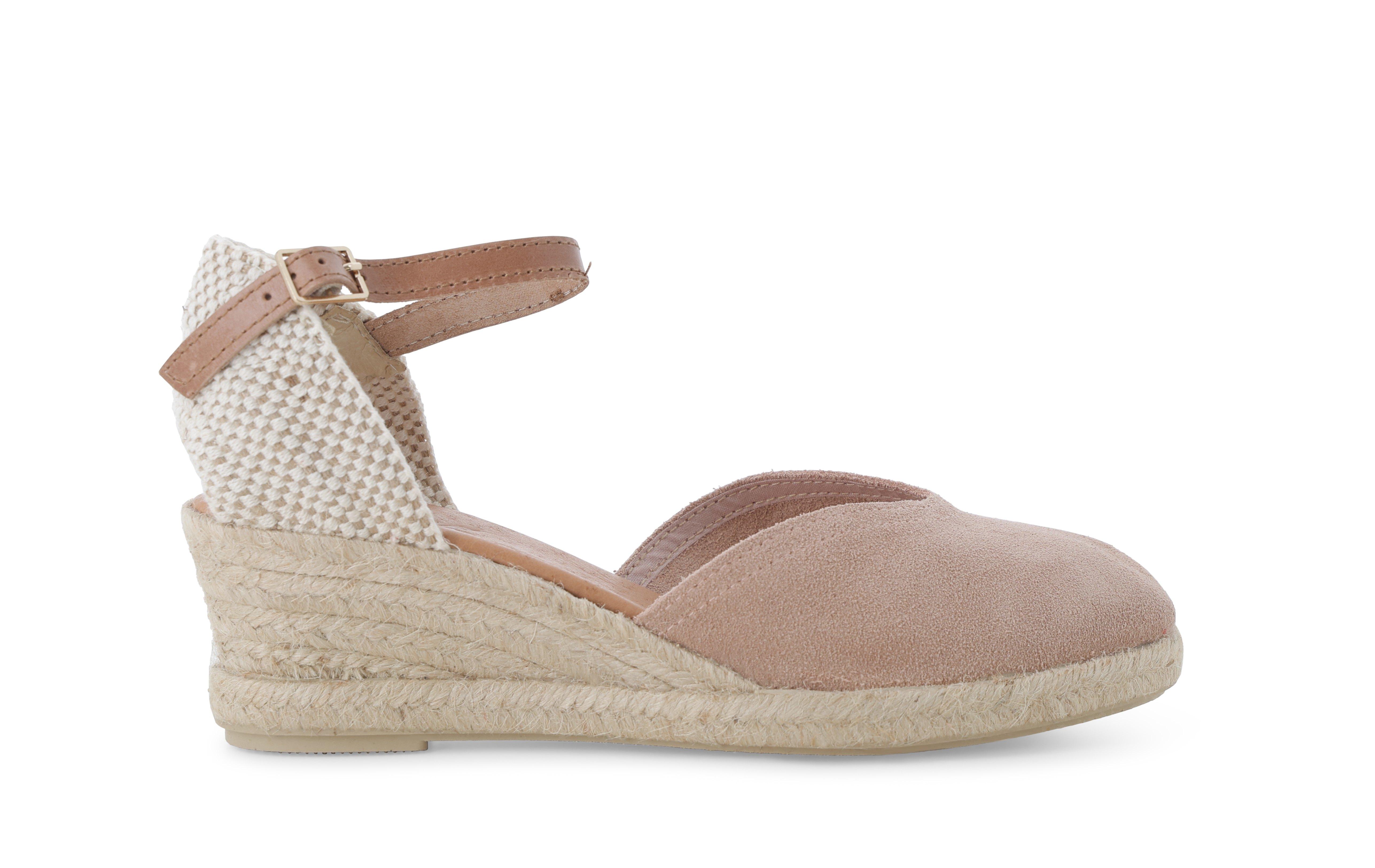 Espadrillas con zeppa in corda e tomaia in camoscio rosa carne 018206q 41