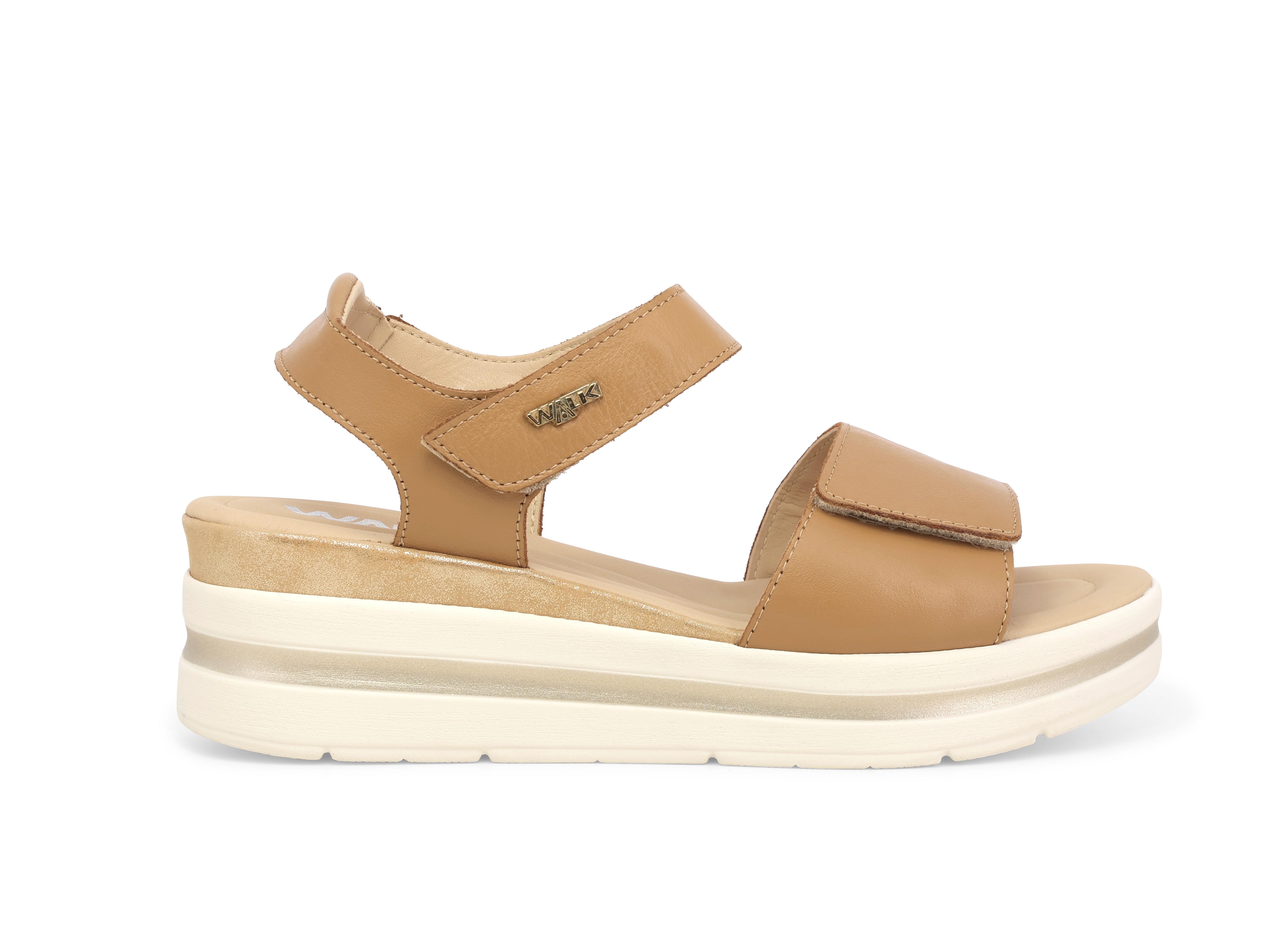 Sandalo sportivo in pelle cuoio con zeppa 019185q