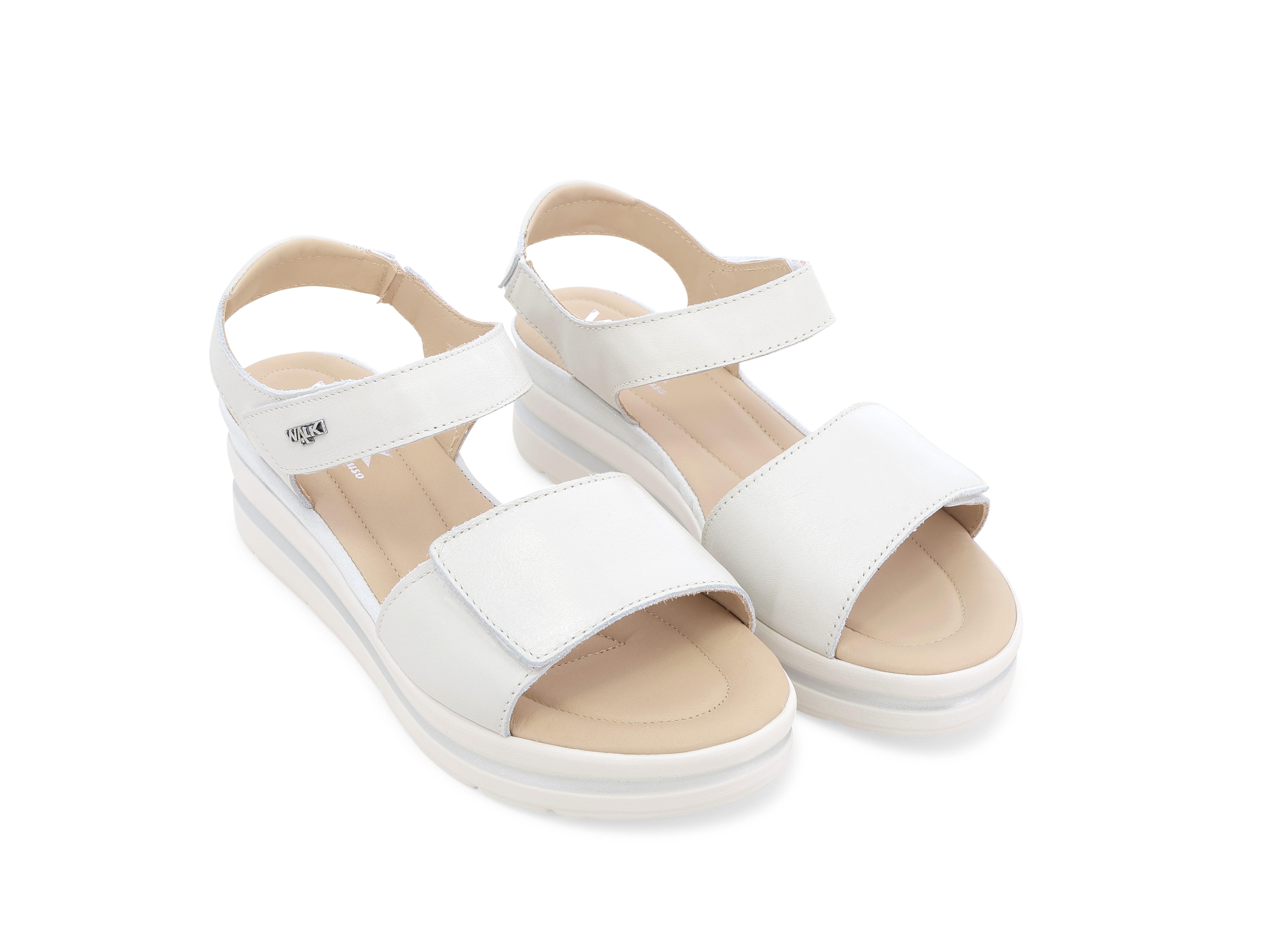 Sandalo sportivo in vernice bianco con zeppa 019185q