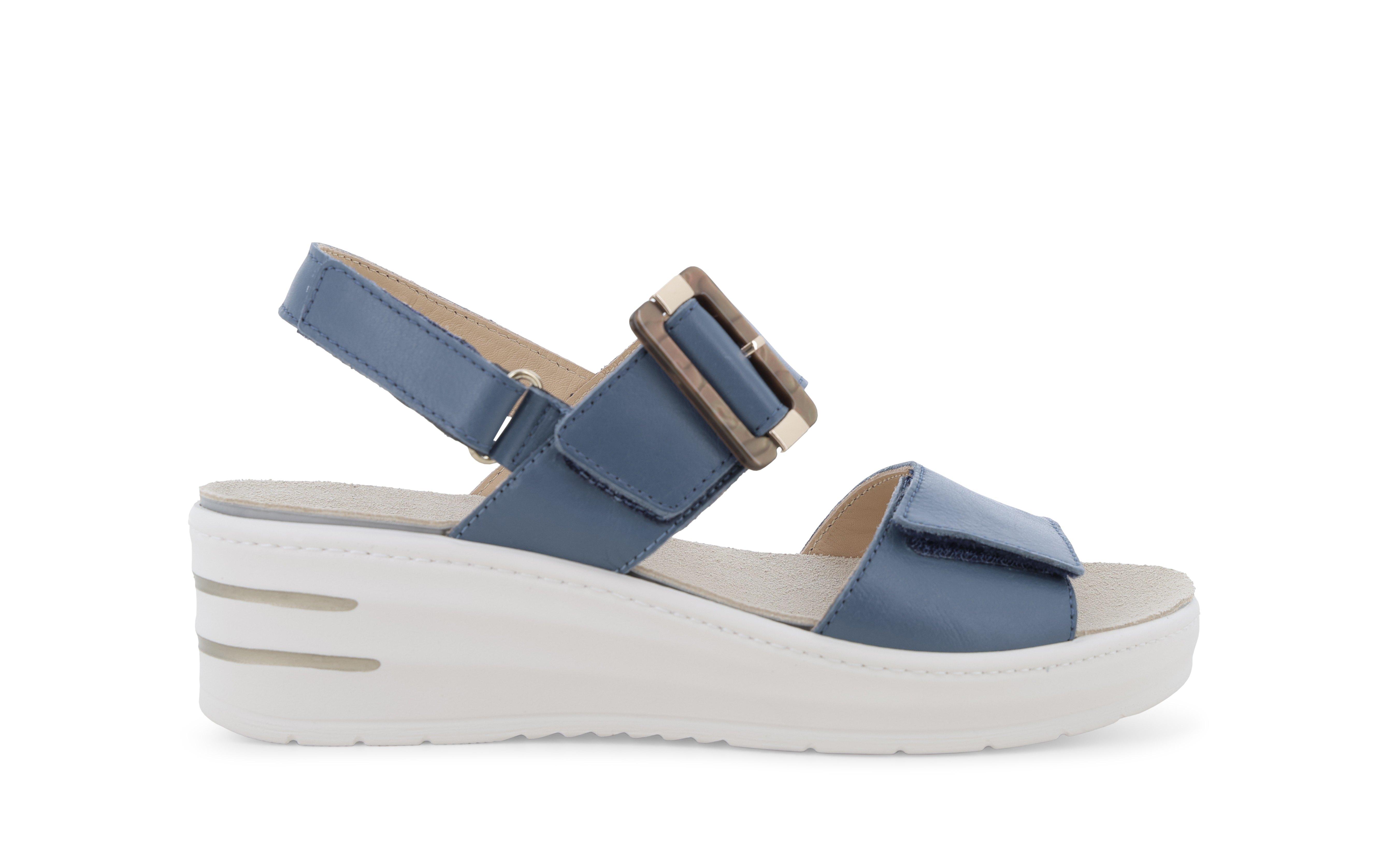 Sandalo sportivo con zeppa platform blu avio 019227q 38