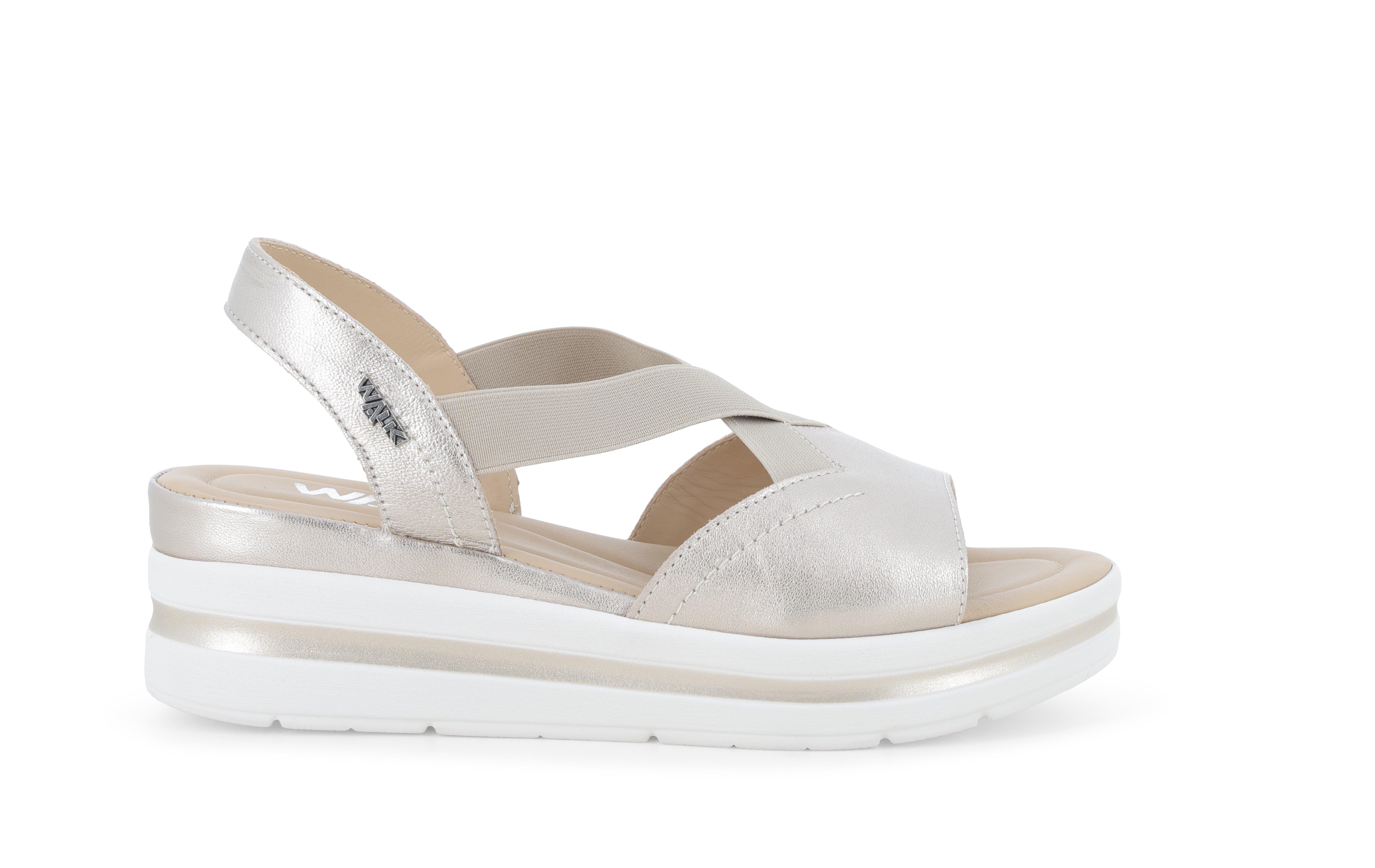 Sandalo sportivo con zeppa platform e fasce elastiche platino 019243q 41