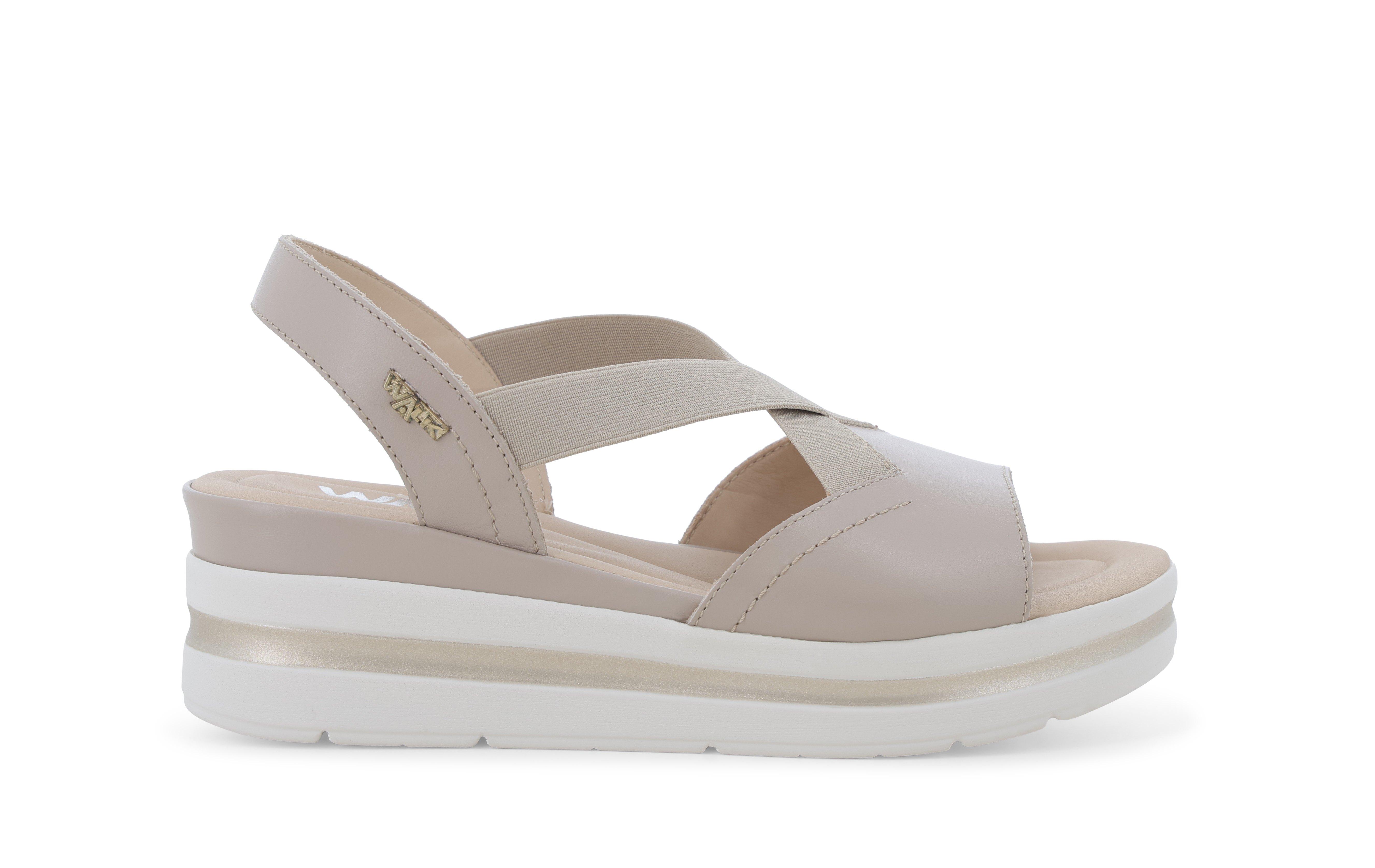 Sandalo sportivo con zeppa platform e fasce elastiche beige 019243q 35