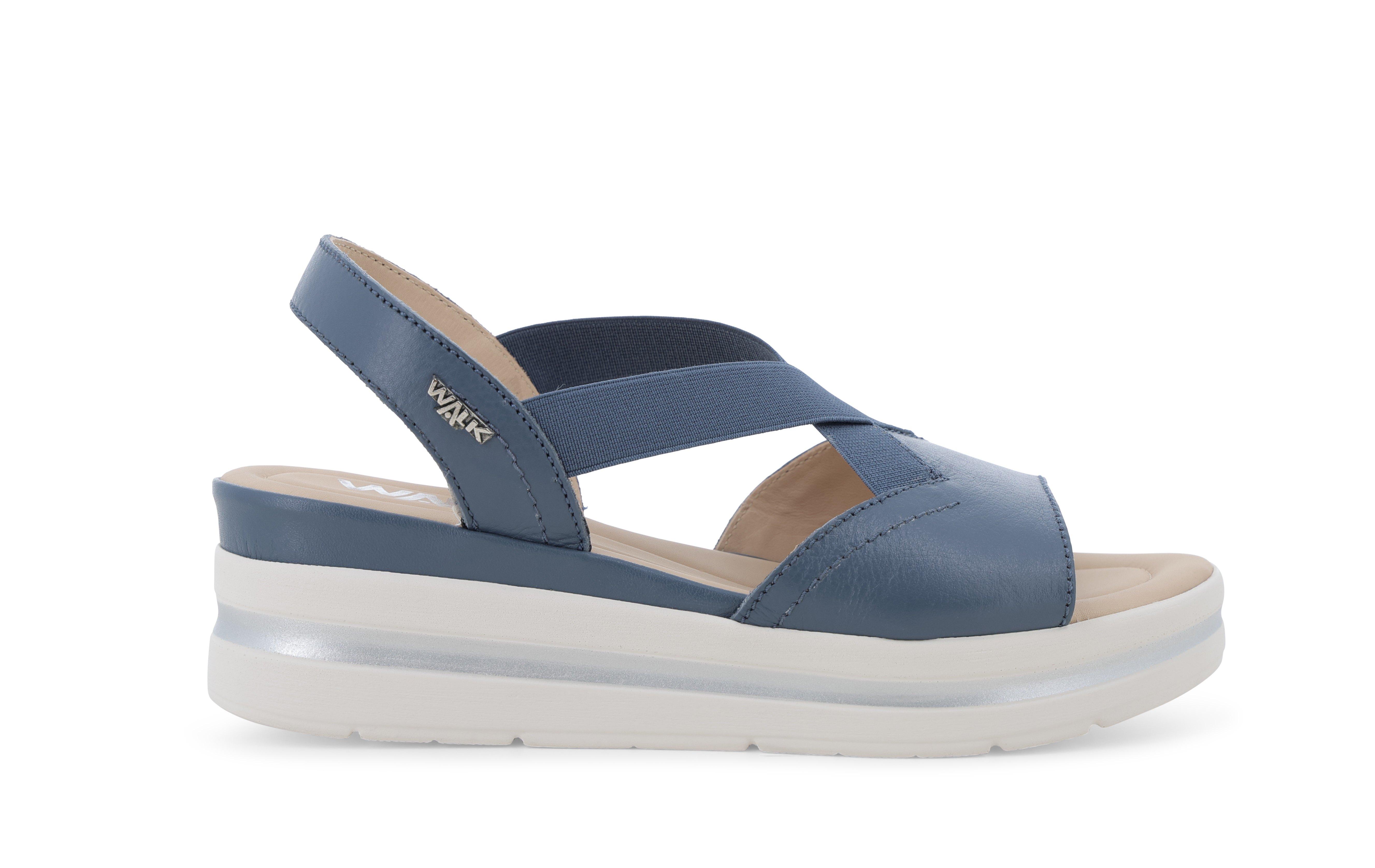 Sandalo sportivo con zeppa platform e fasce elastiche blu jeans 019243q 38