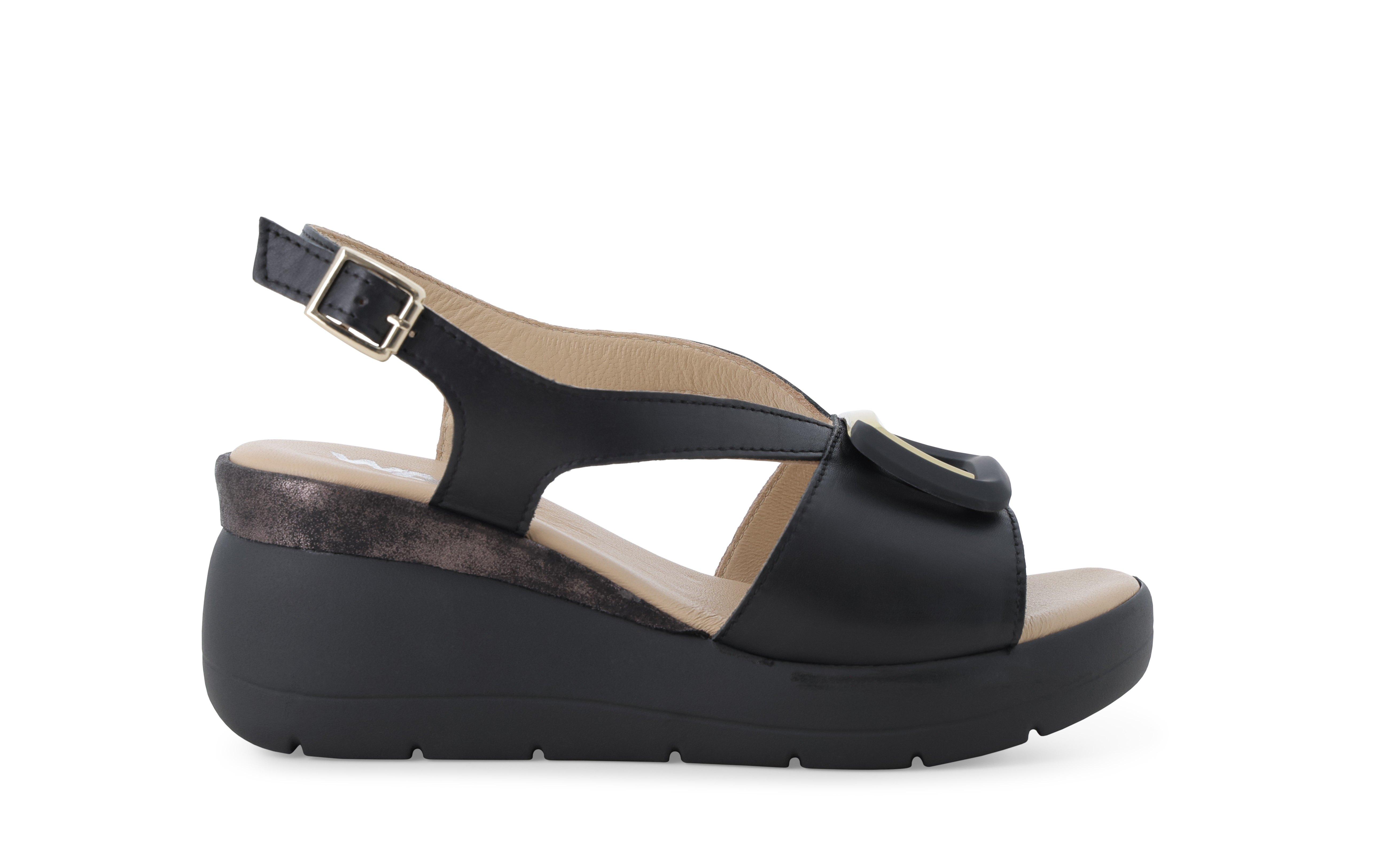 Sandalo donna comodo il pelle nero 019272 40