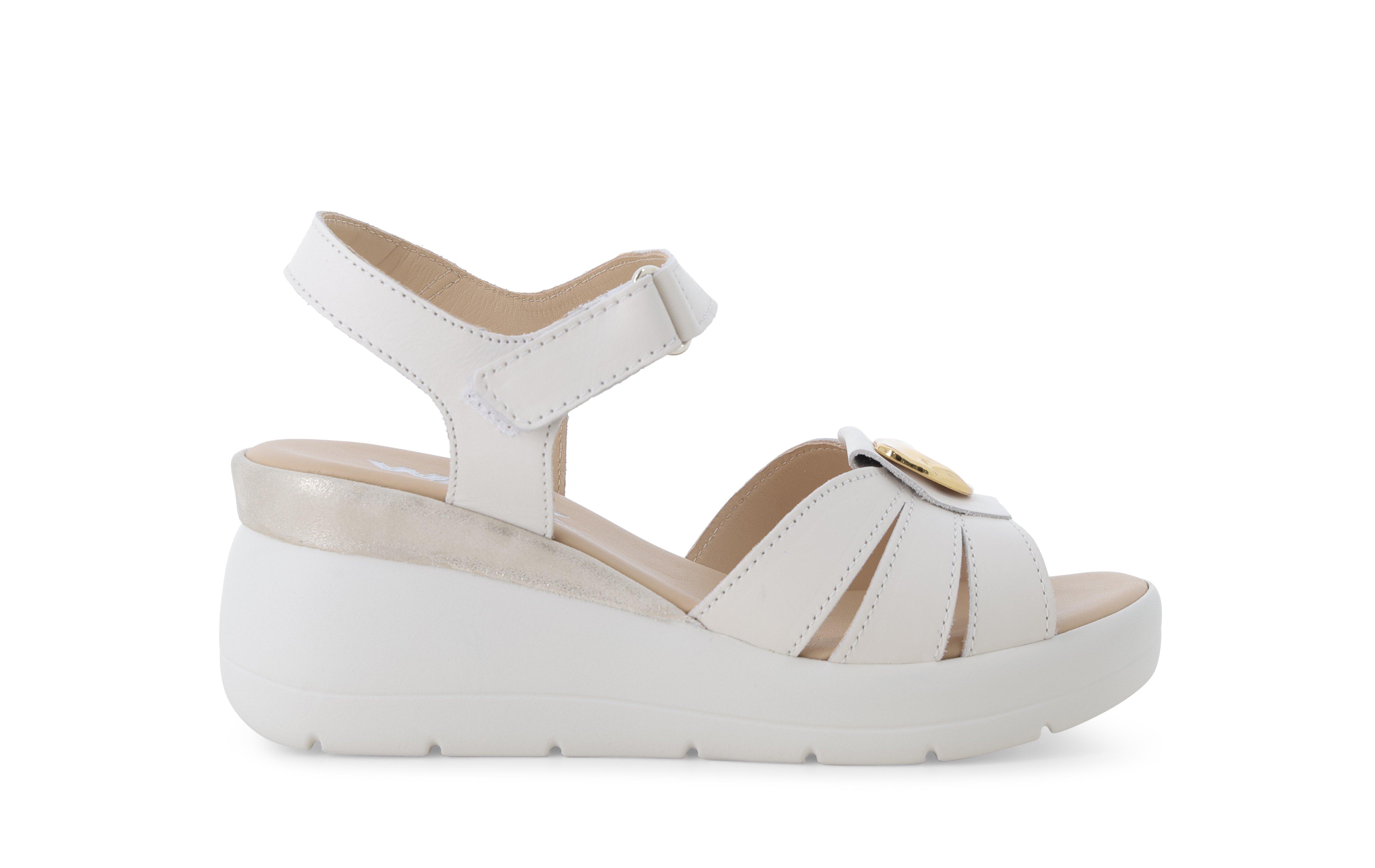 Sandalo donna comodo il pelle bianco 019276 36