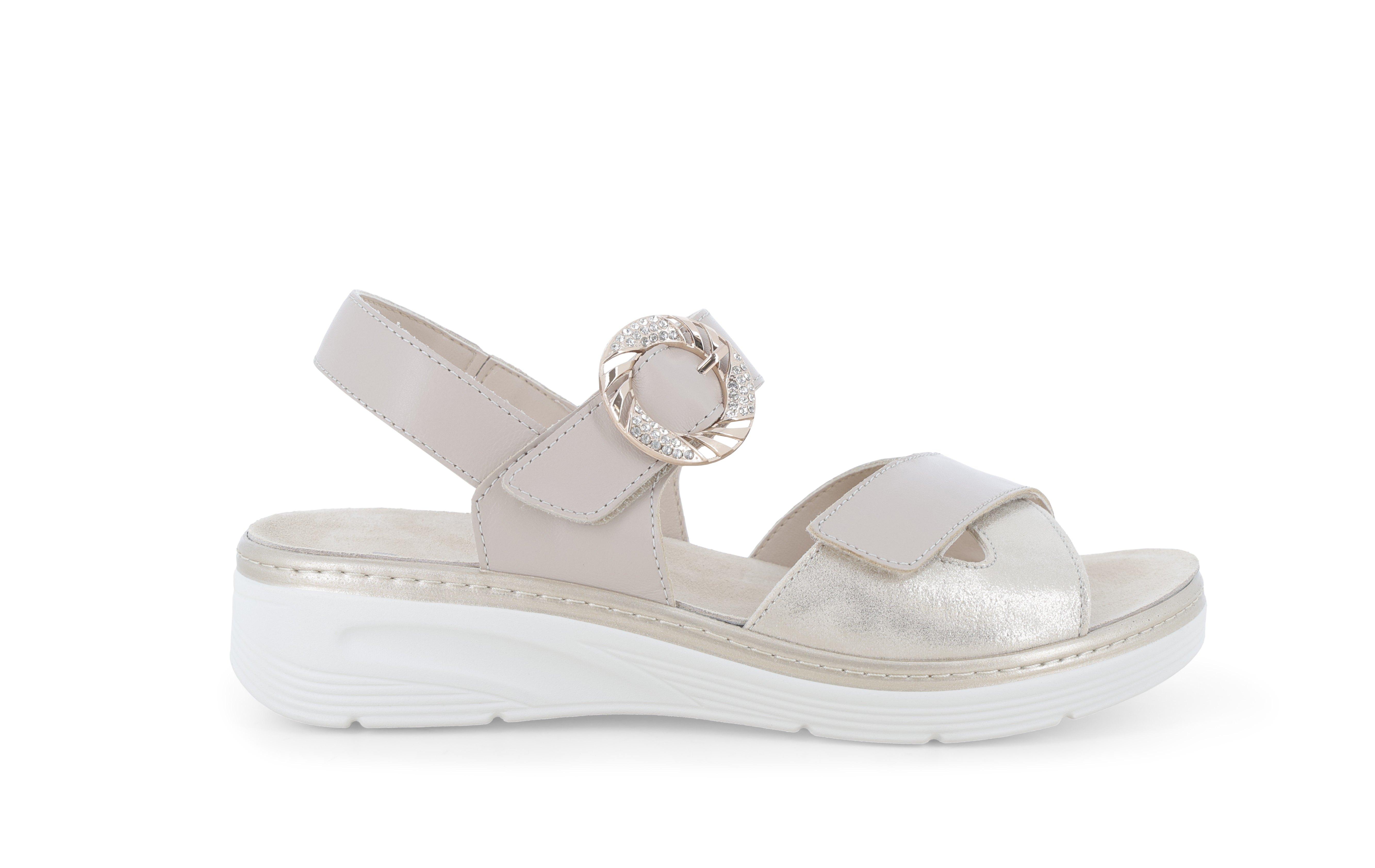 Sandalo sportivo con zeppa platform e cinturini regolabili con strappi beige 019283 39