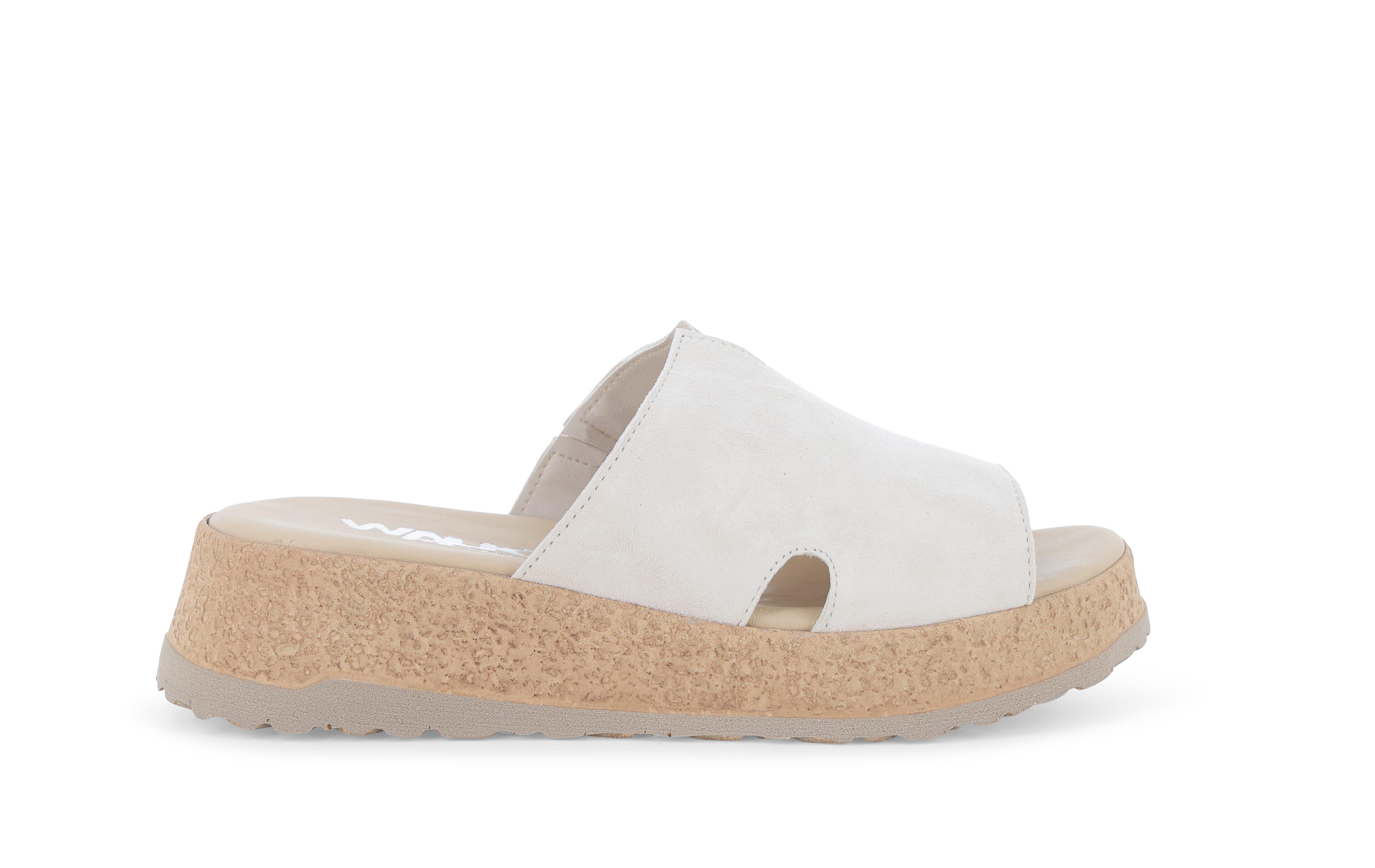 Ciabatta sportiva con zeppa platform in camoscio beige crema 019288 41