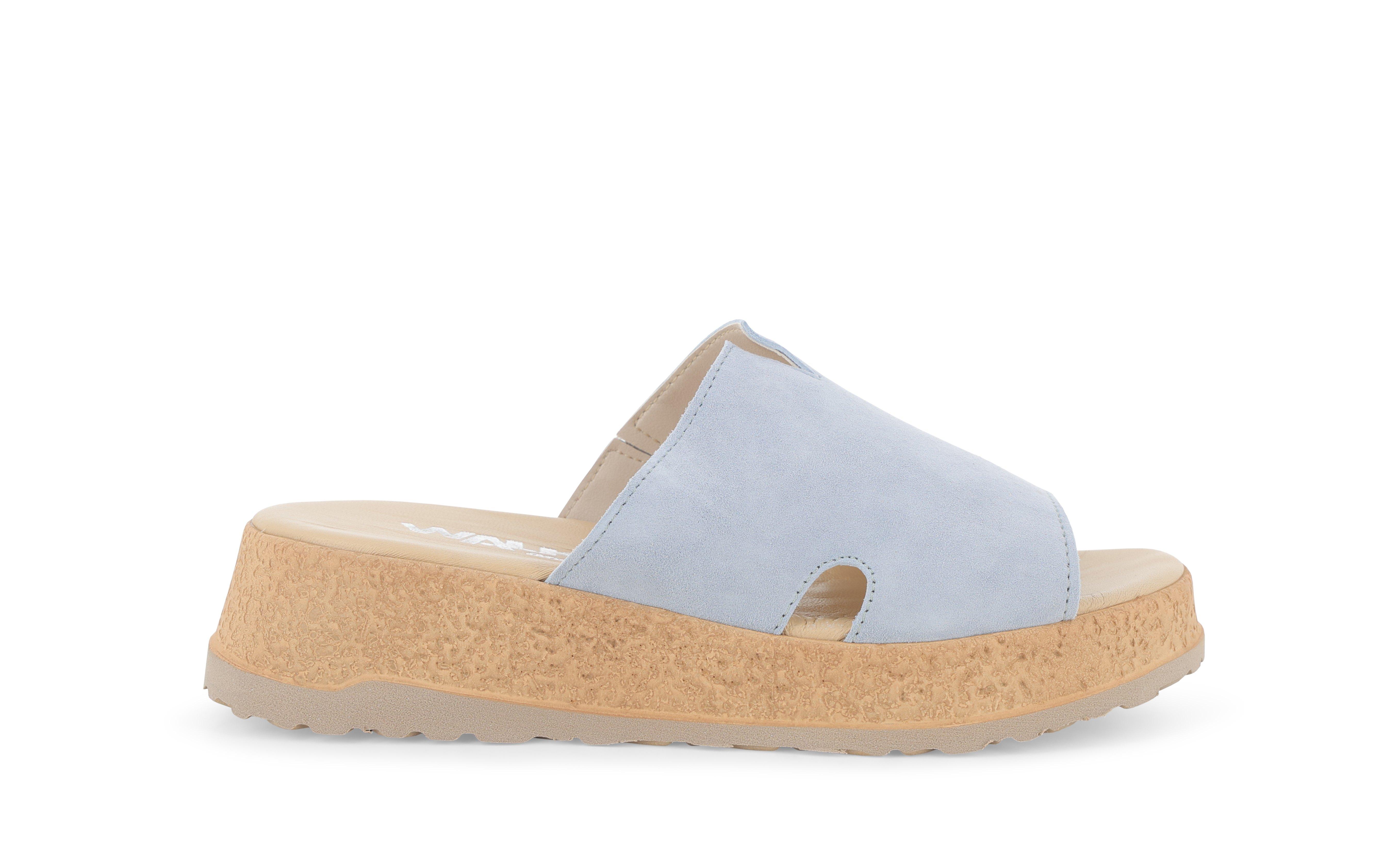 Ciabatta sportiva con zeppa platform in camoscio jeans 019288