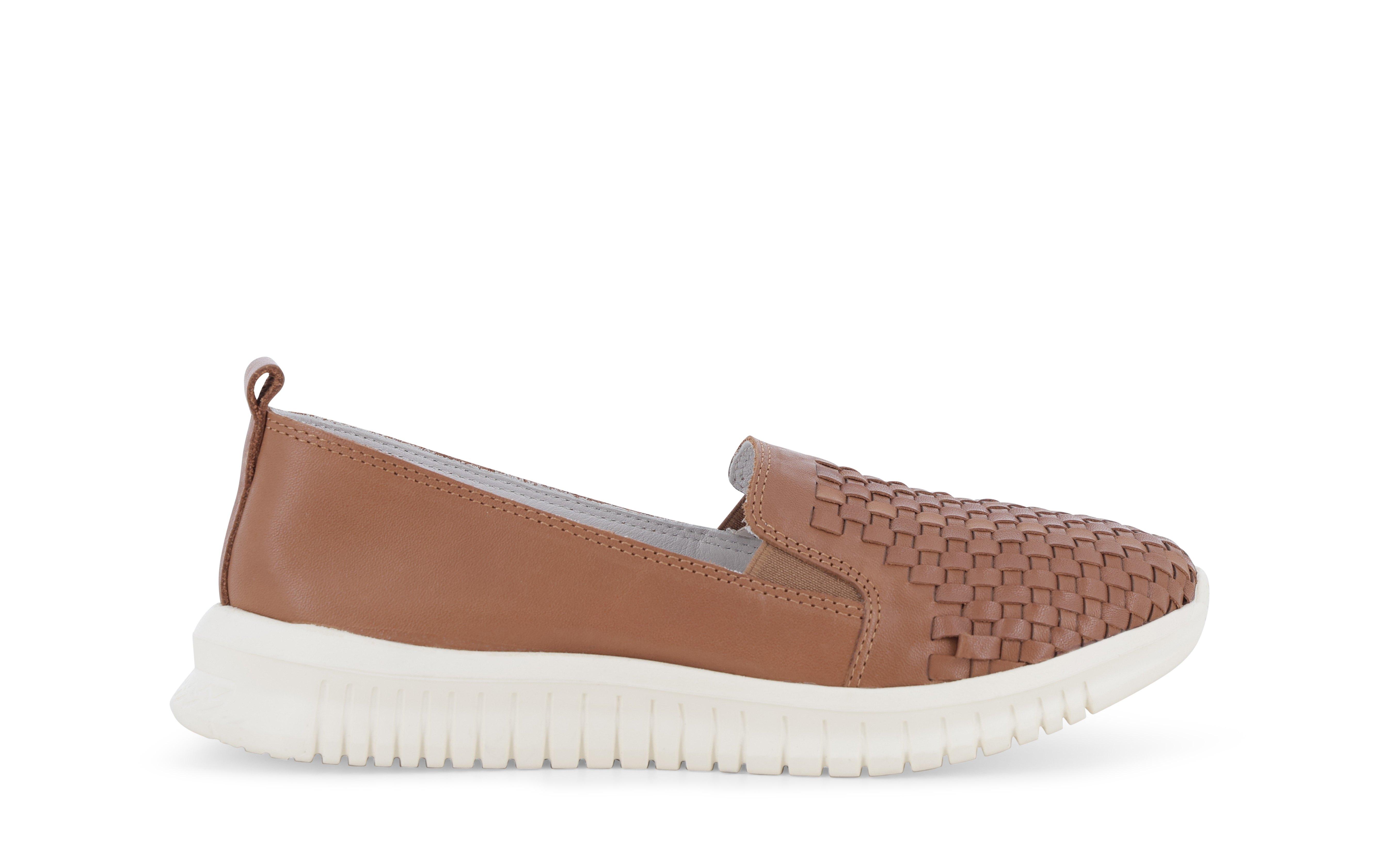 Sneaker slip-on intrecciata color cuoio 055043q