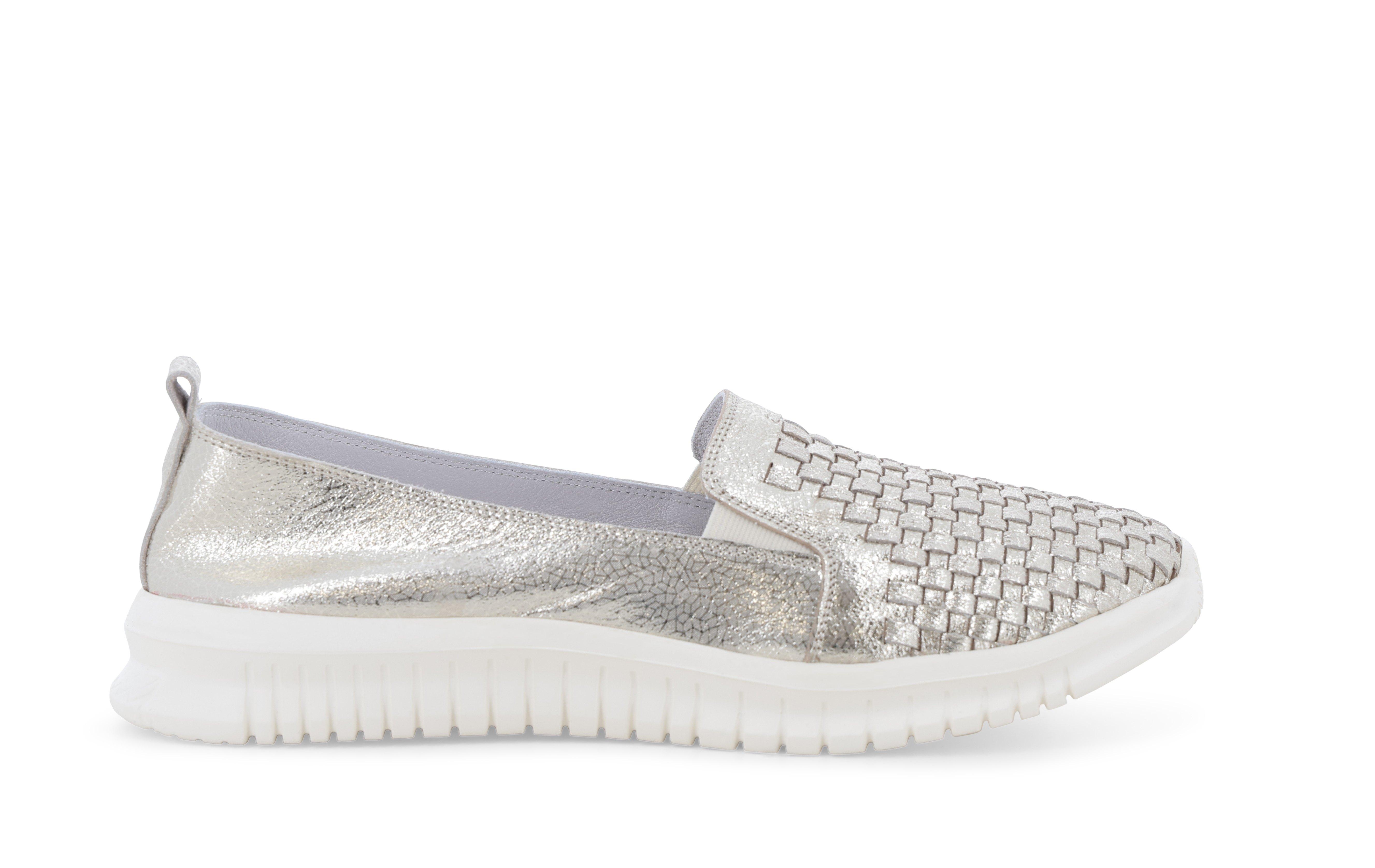 Sneaker slip-on intrecciata color platino 055043q 37