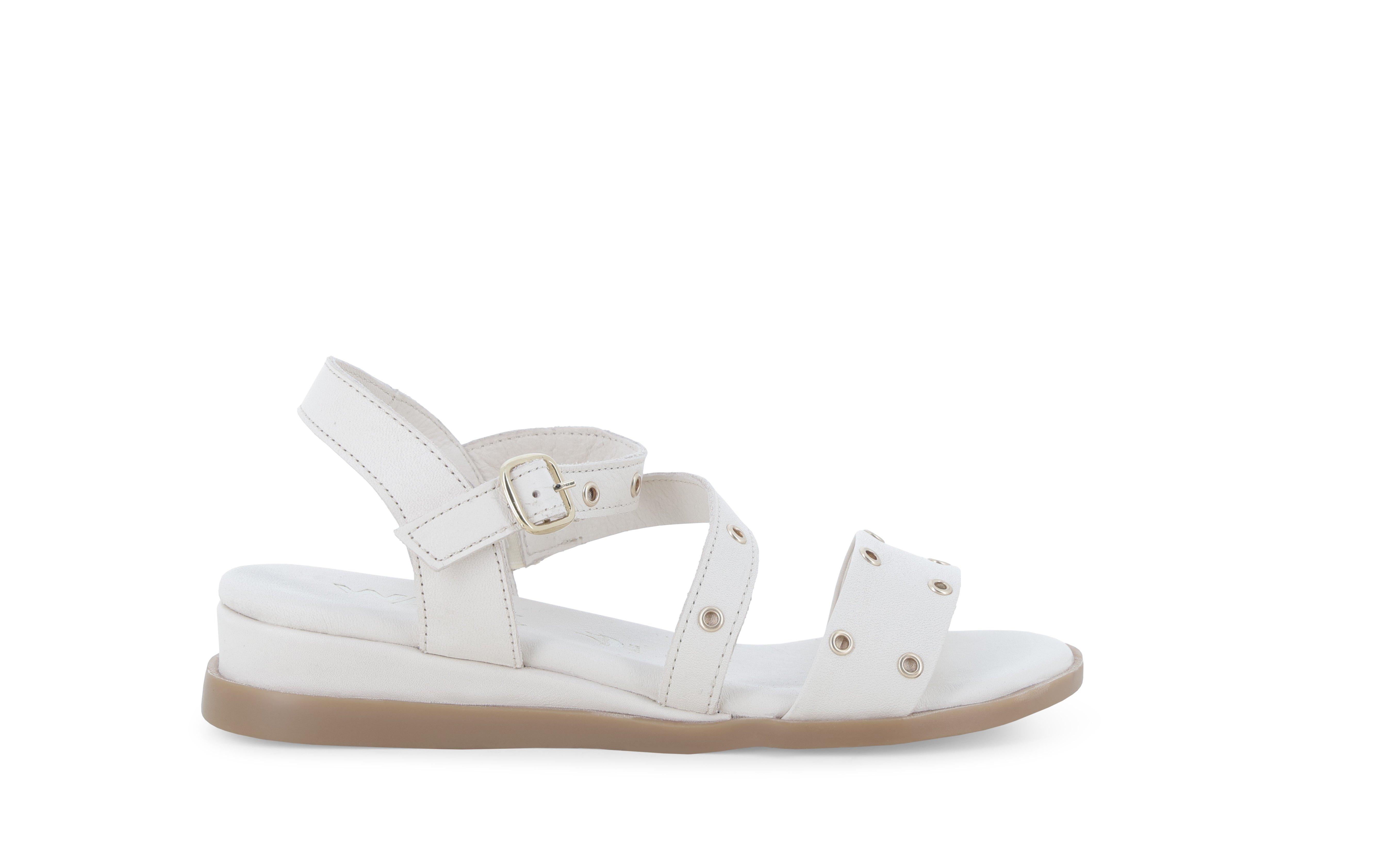 Sandalo in pelle beige crema basso comodo 055087 36
