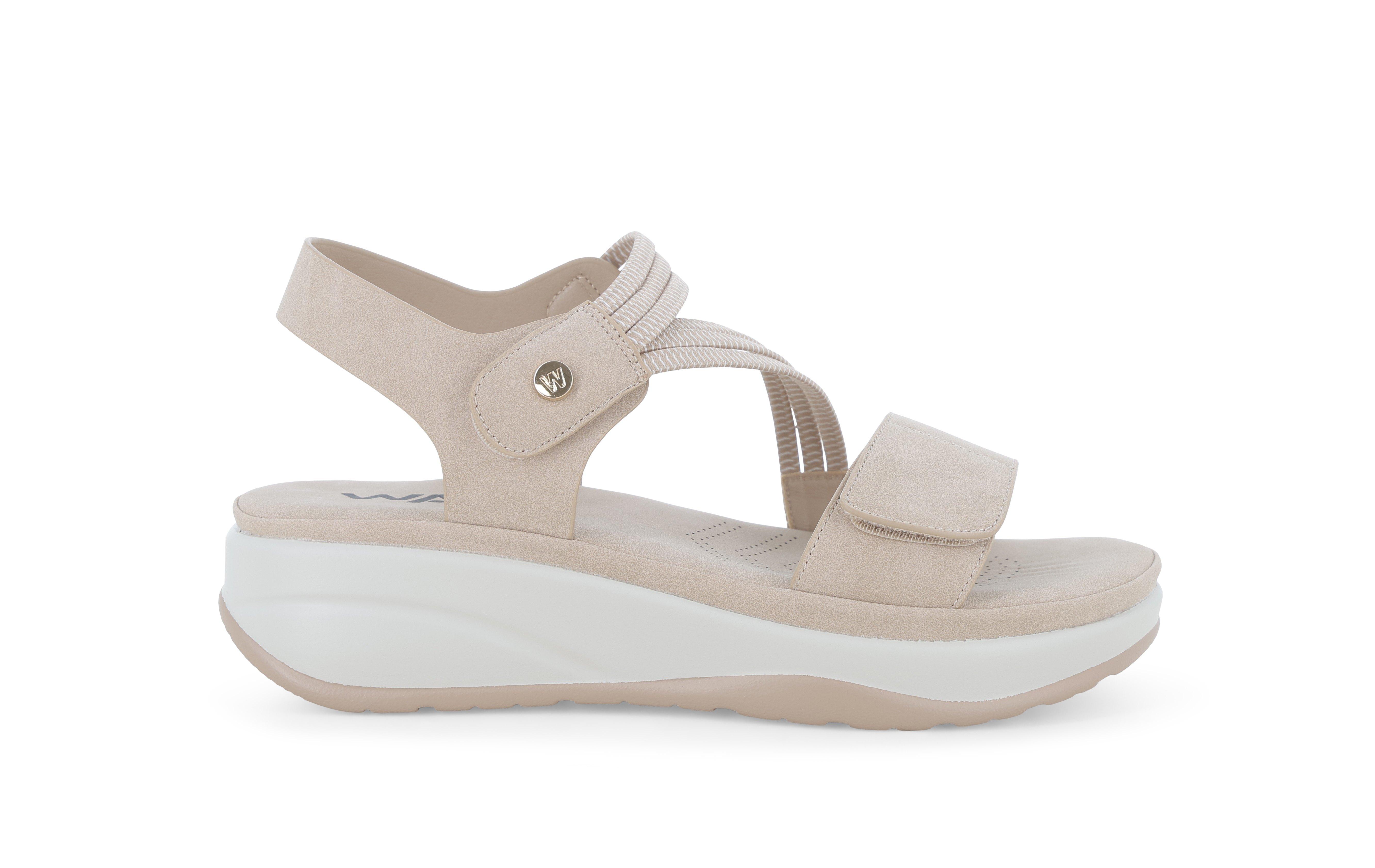 Sandalo in tessuto scamosciato con velcro regolabile beige 094103 40
