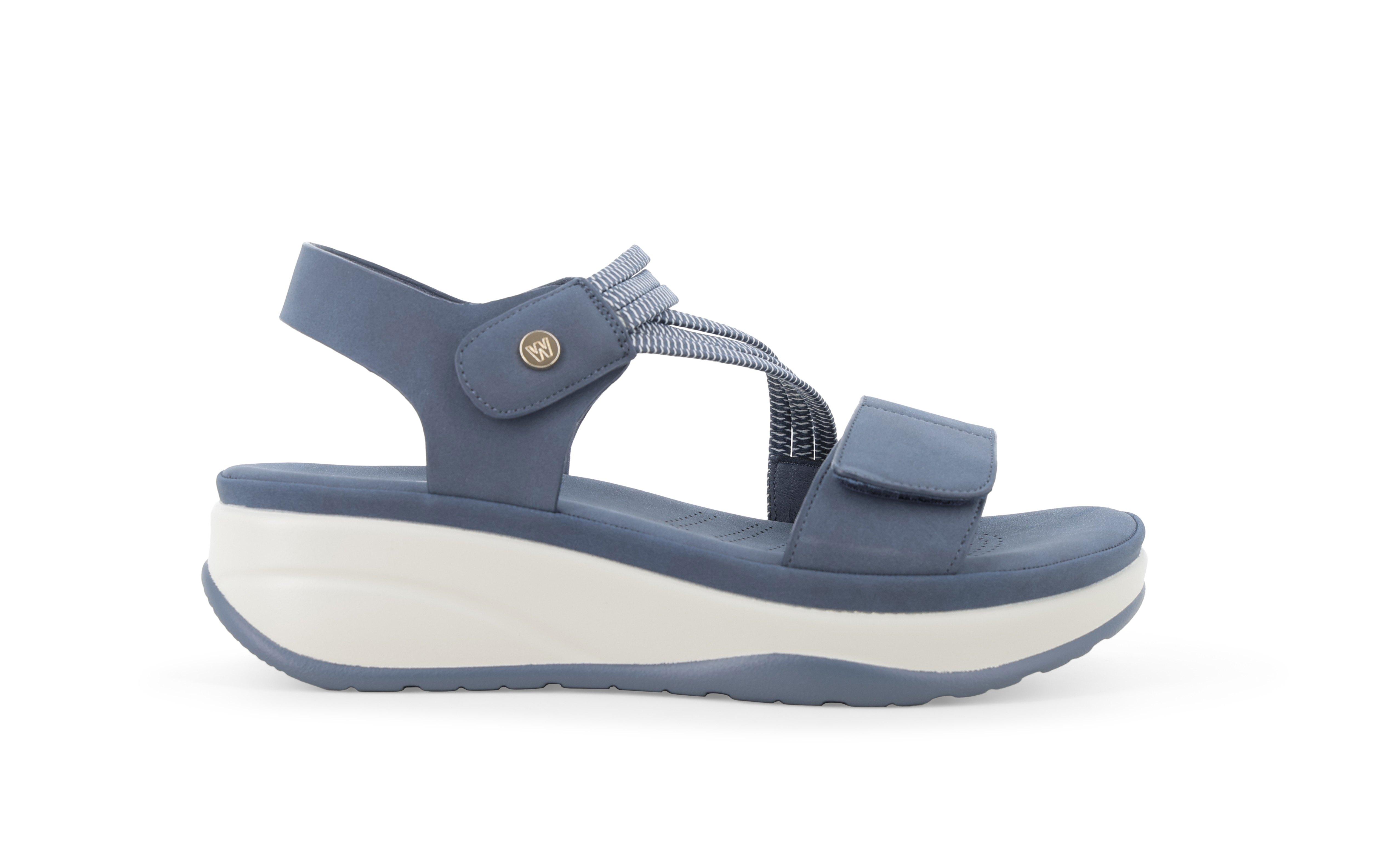 Sandalo in tessuto scamosciato con velcro regolabile blu navy 094103