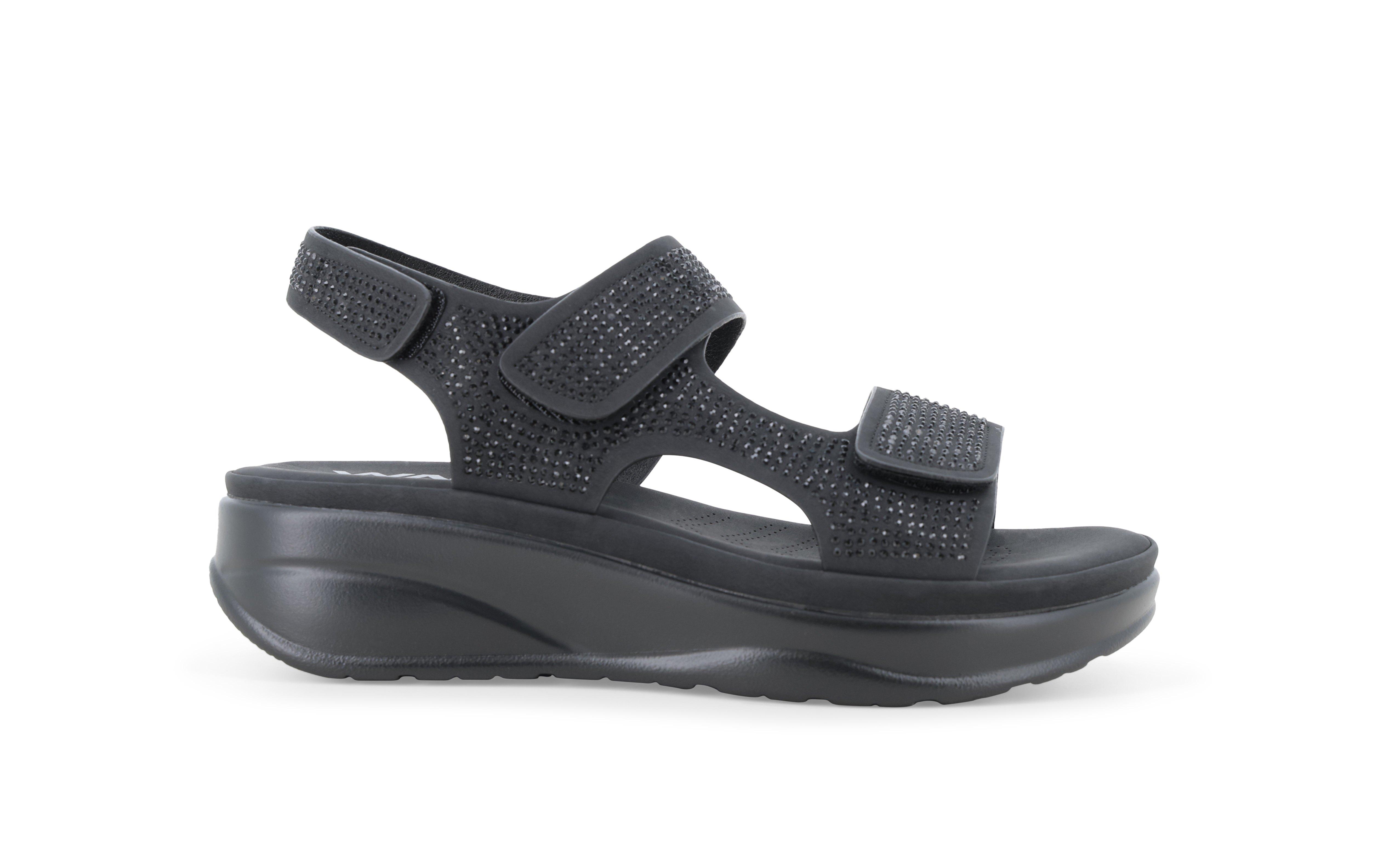 Sandalo in tessuto scamosciato con velcro regolabile nero 094105 41