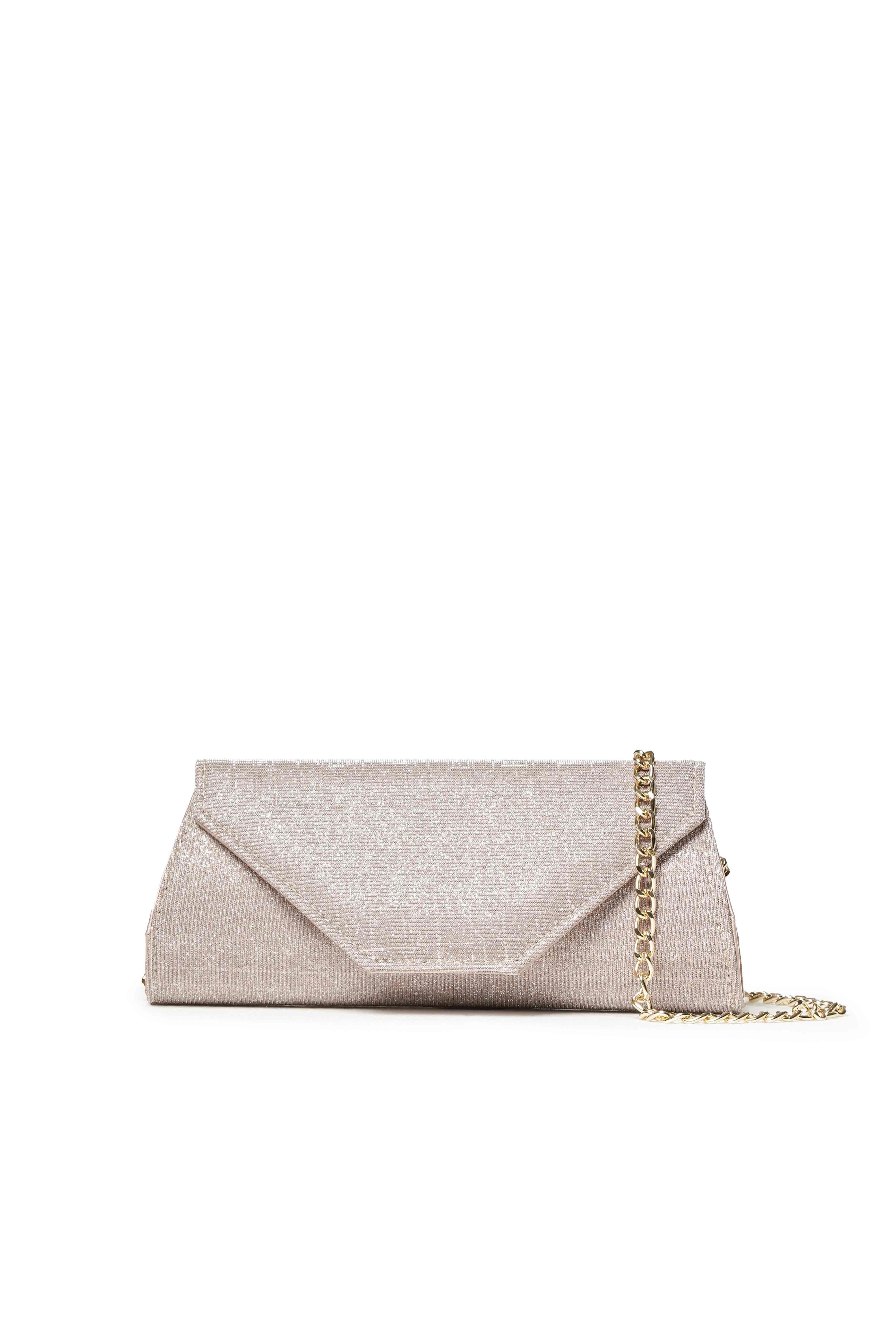 Pochette elegante rosa cipria perlato con tracolla oro bj034q 50