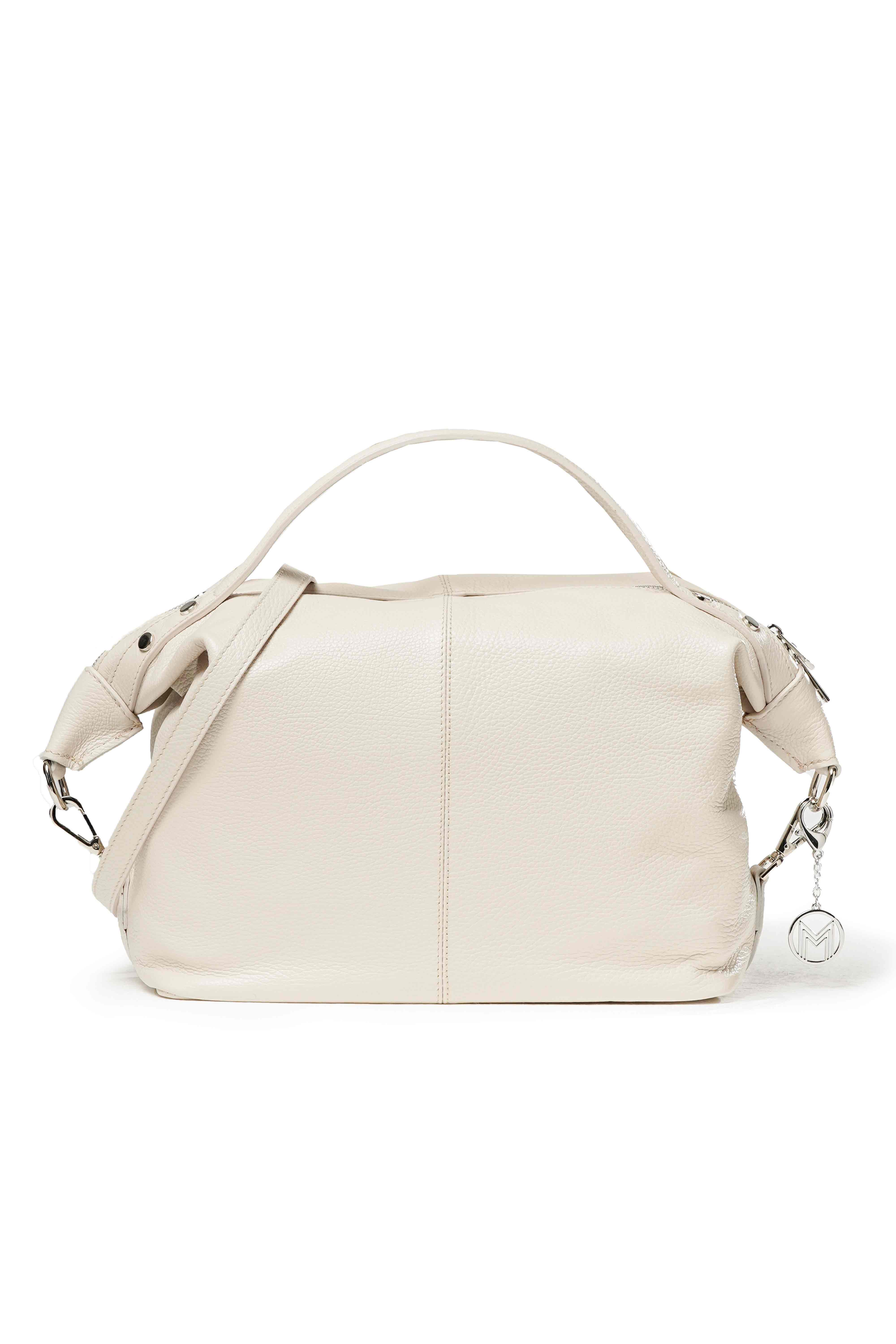 Borsa con manico o tracolla in pelle panna bor995 50