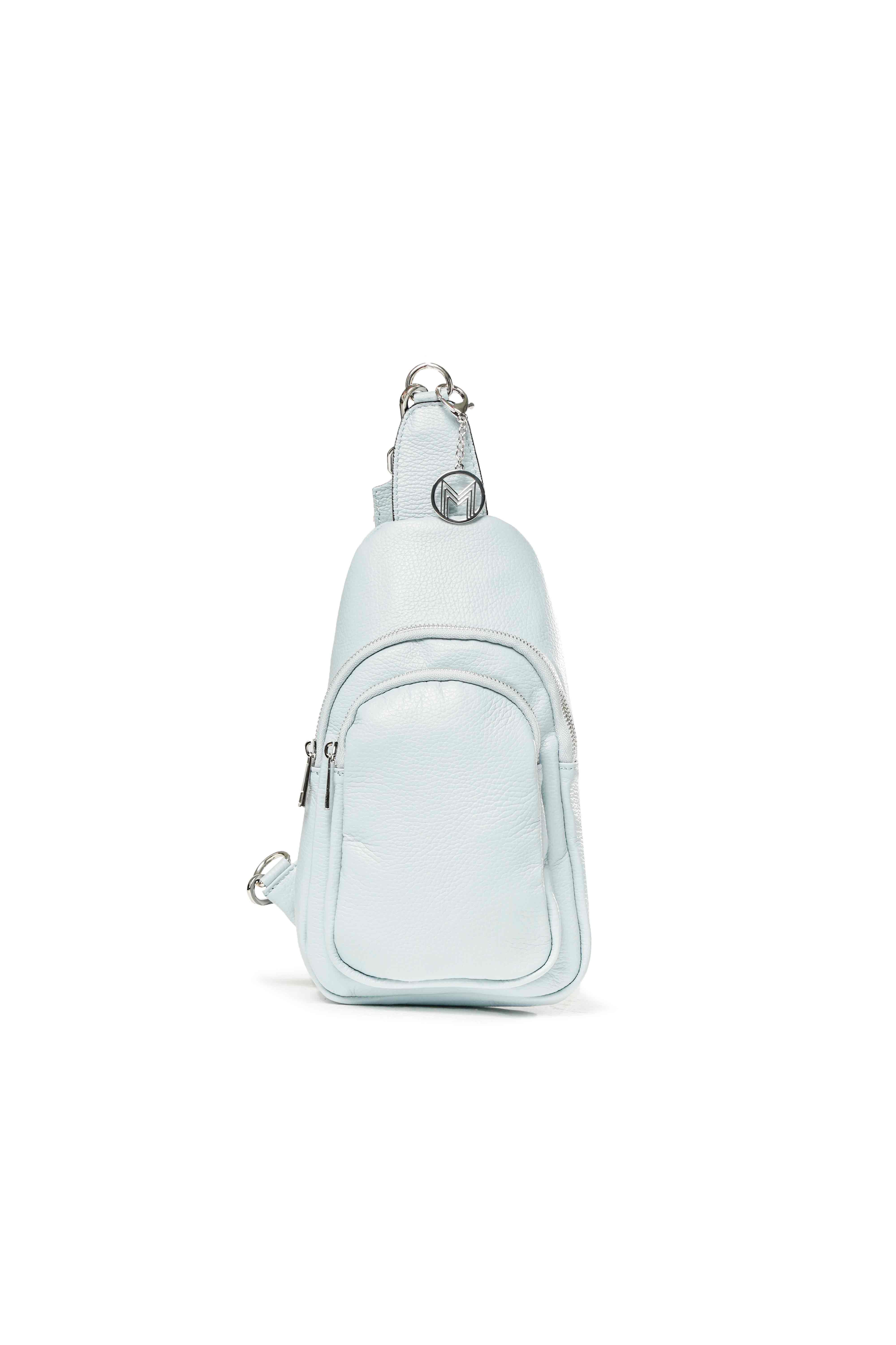 Marsupio zainetto in pelle celeste bor997 50