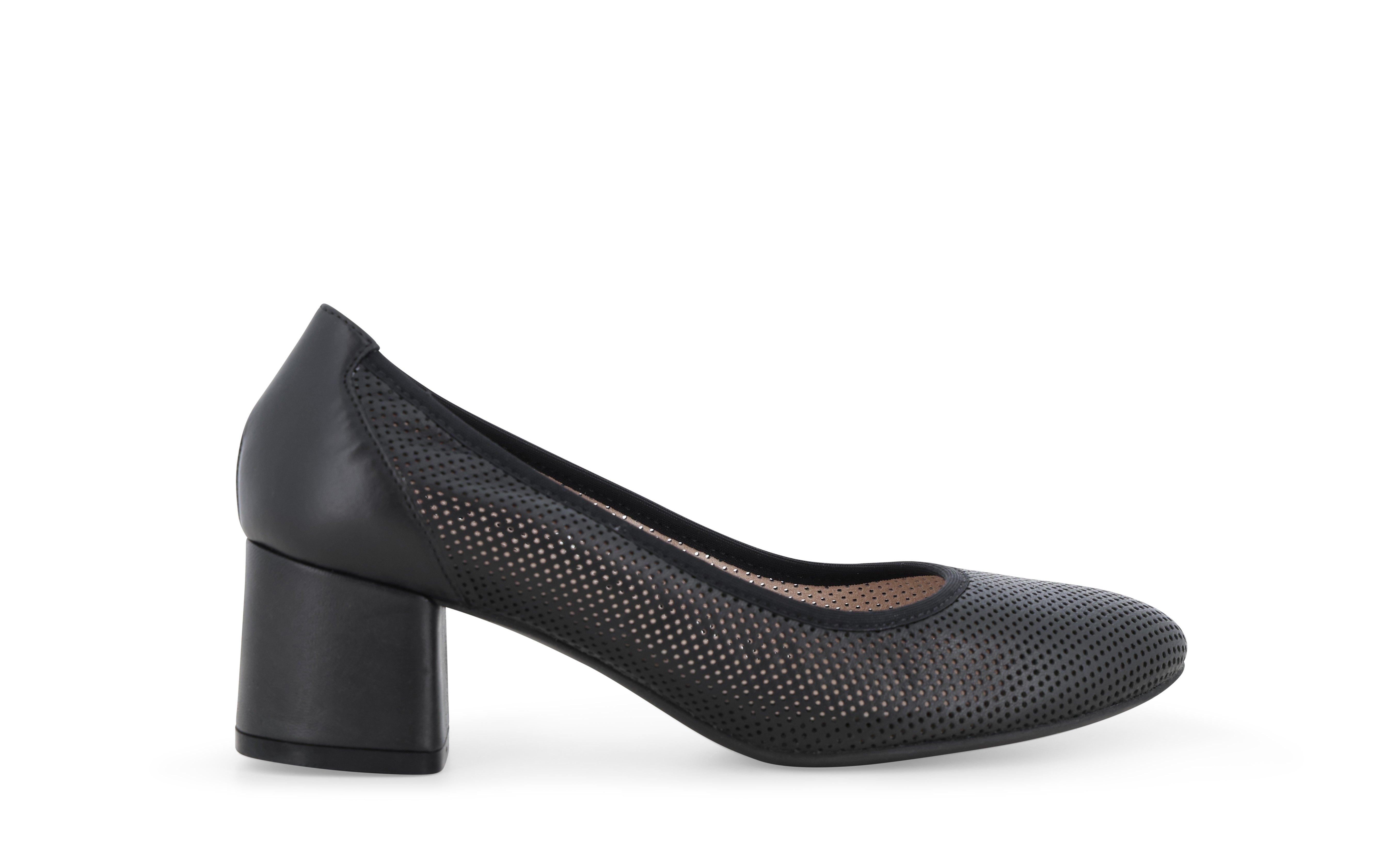 Décolleté comfort in pelle nera traforata d106q 41
