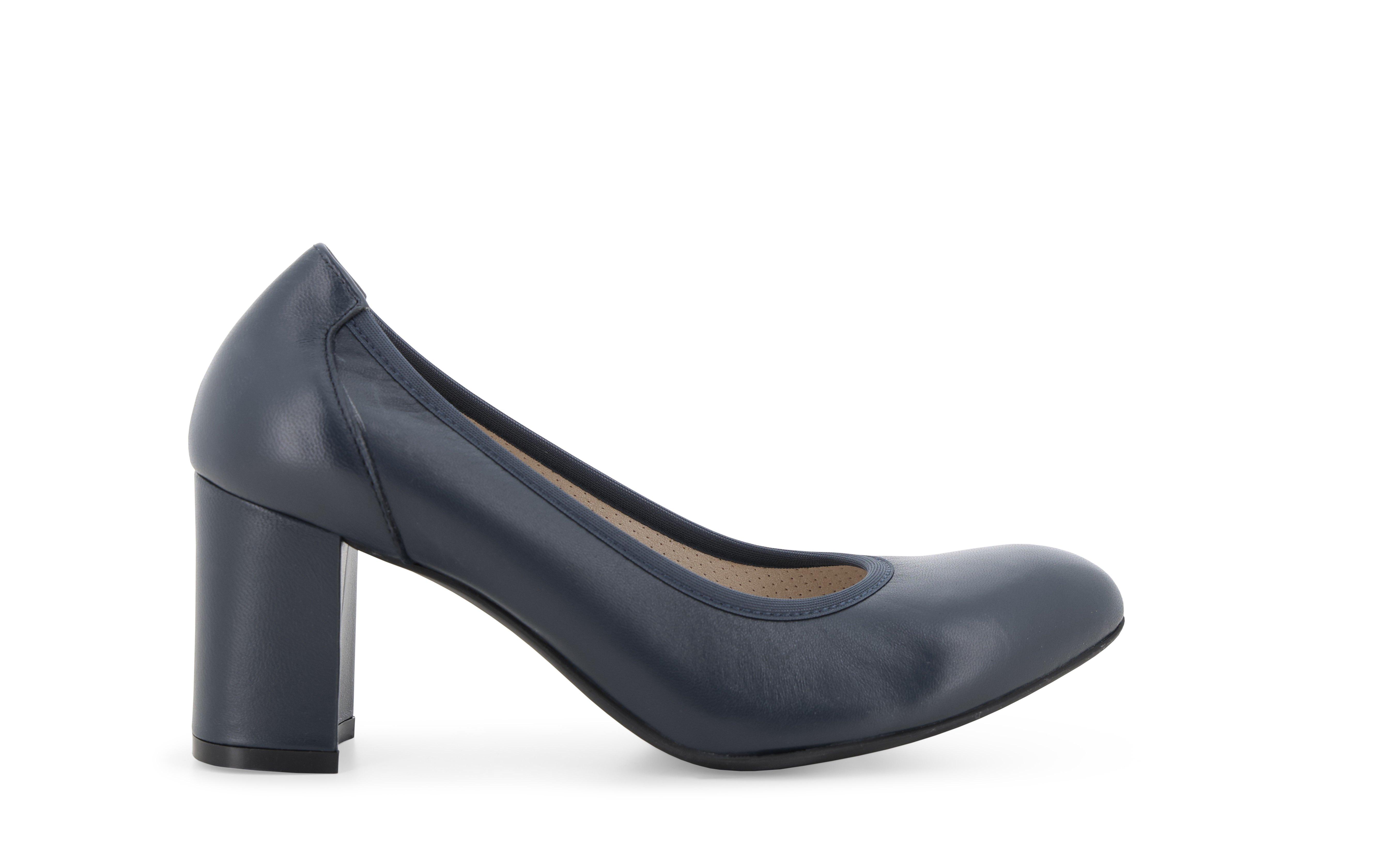 Décolleté elegante classico in pelle blu navy d110q 40