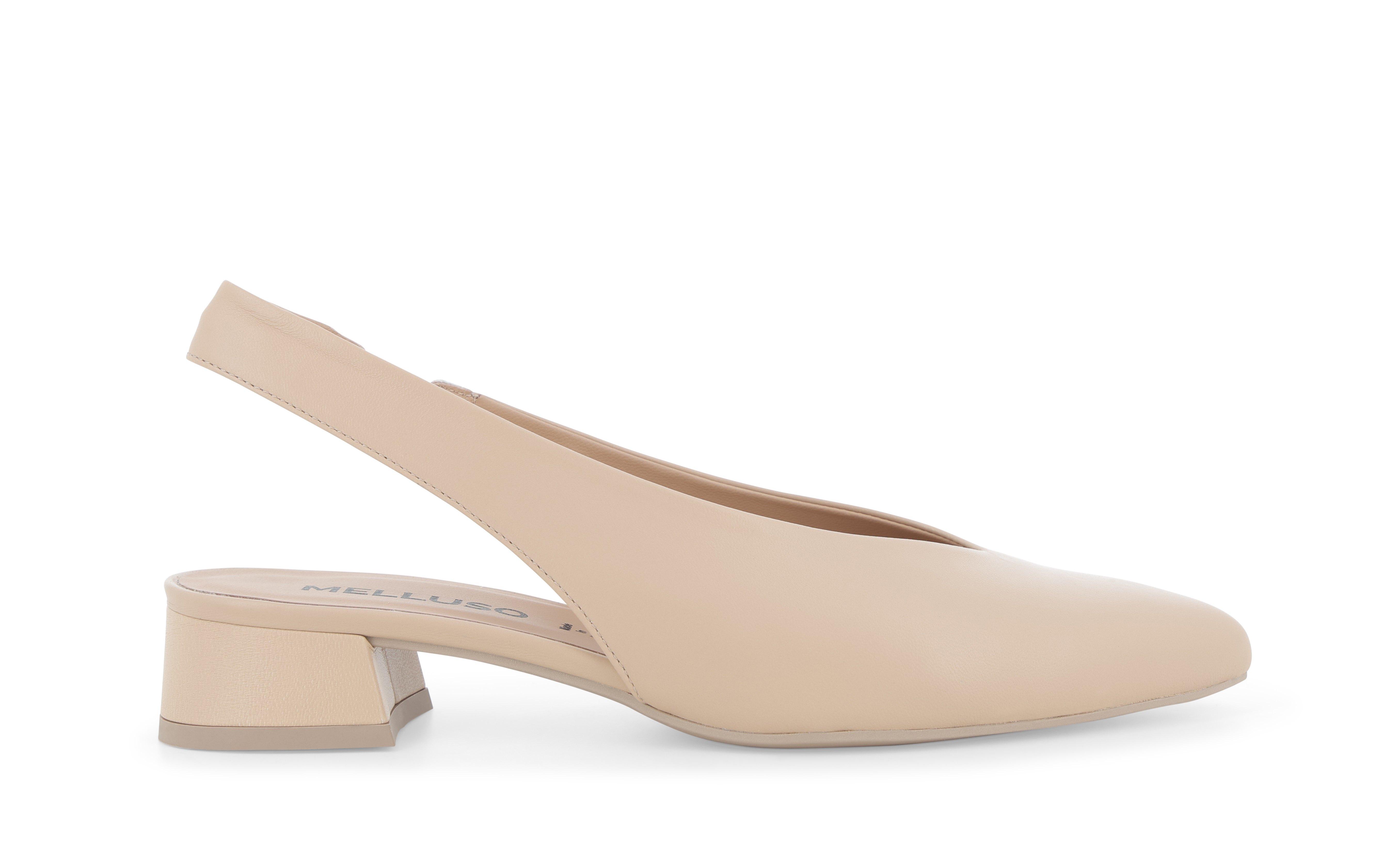 Slingback in pelle nude con tacco basso quadrato d156q 44