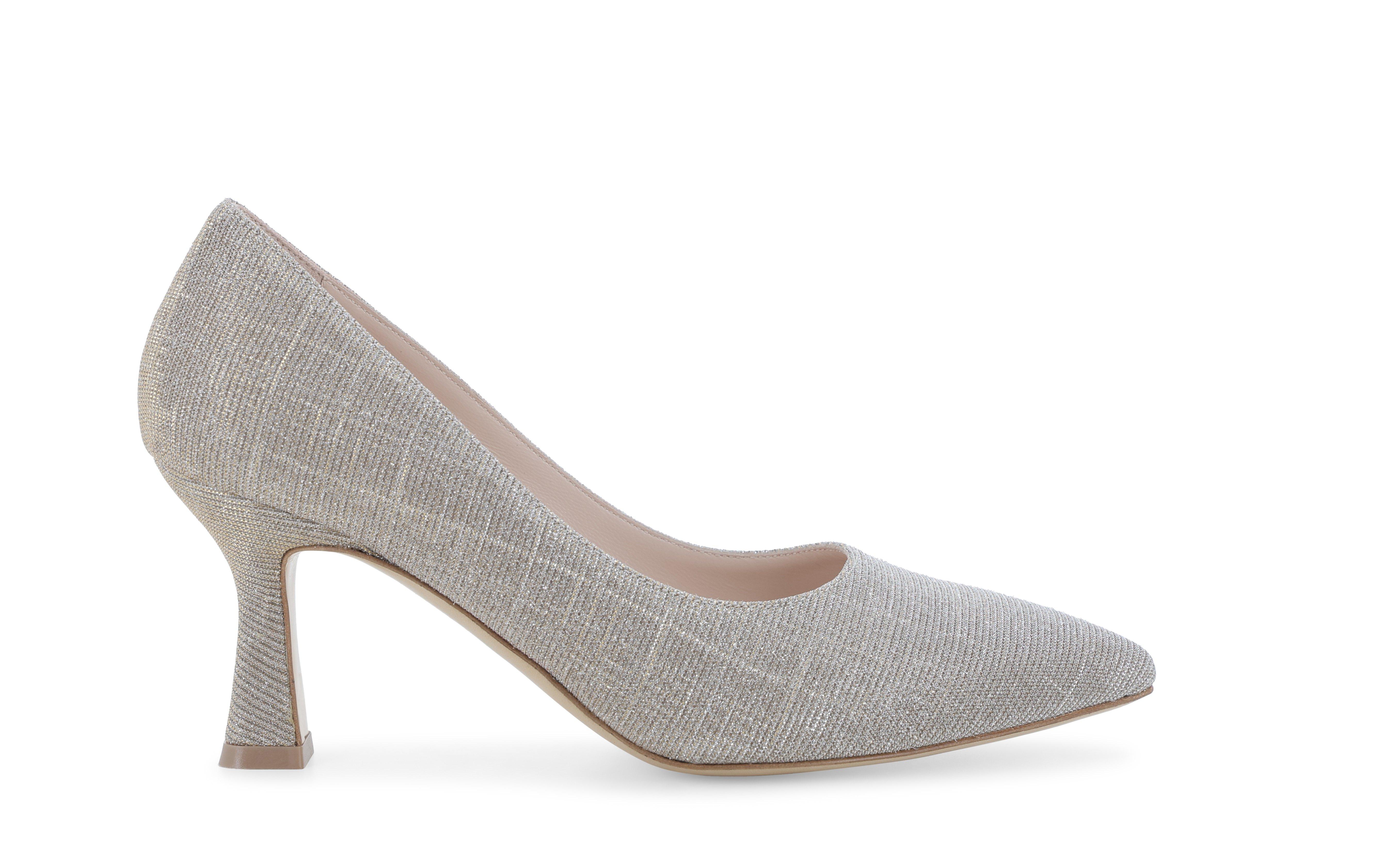 Décolleté elegante color platino in tessuto glitter d160q 37