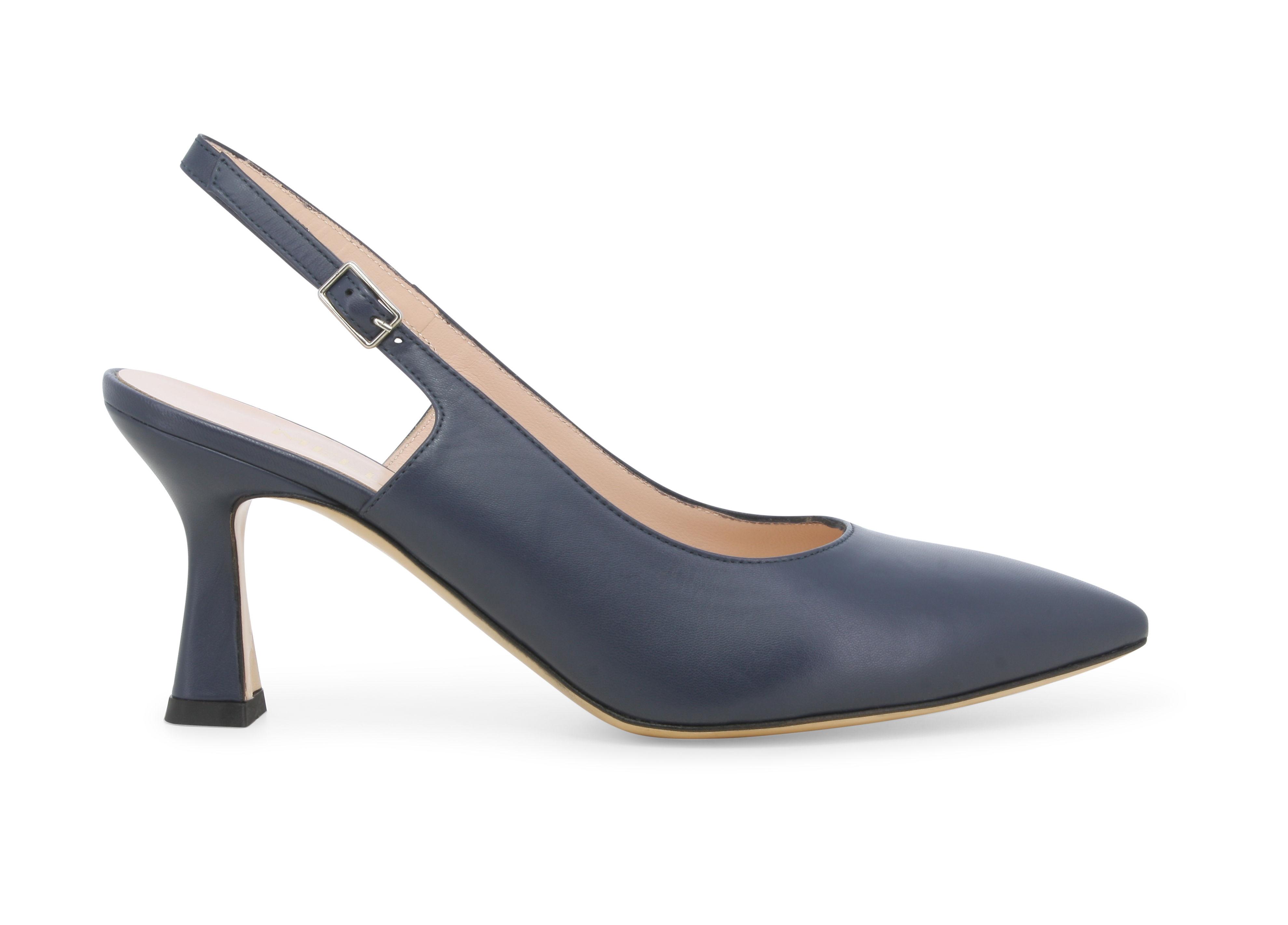 Décolleté donna slingback in pelle blu abyss d165q 39