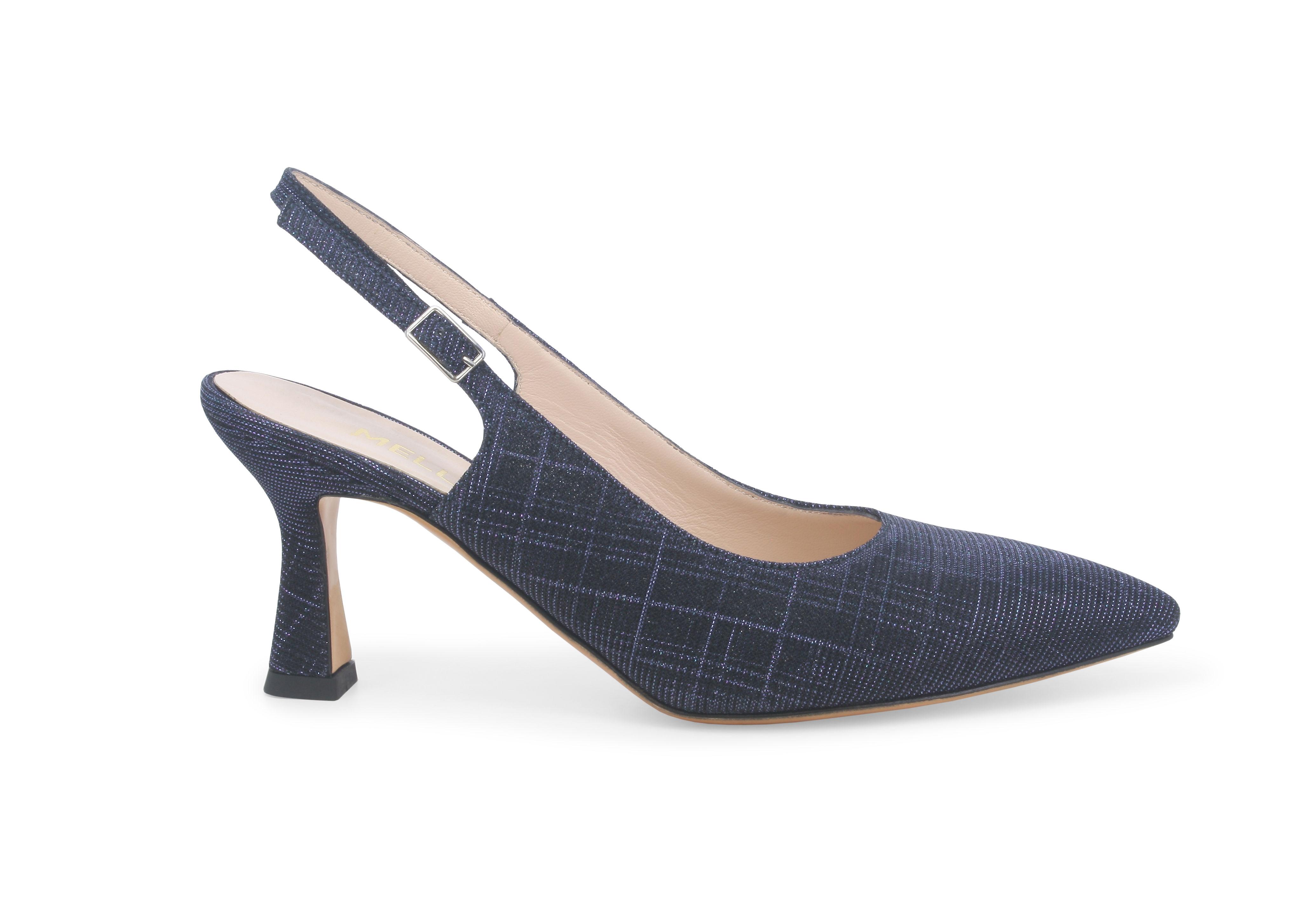 Décolleté donna slingback in tessuto blu notte d165q 37.5