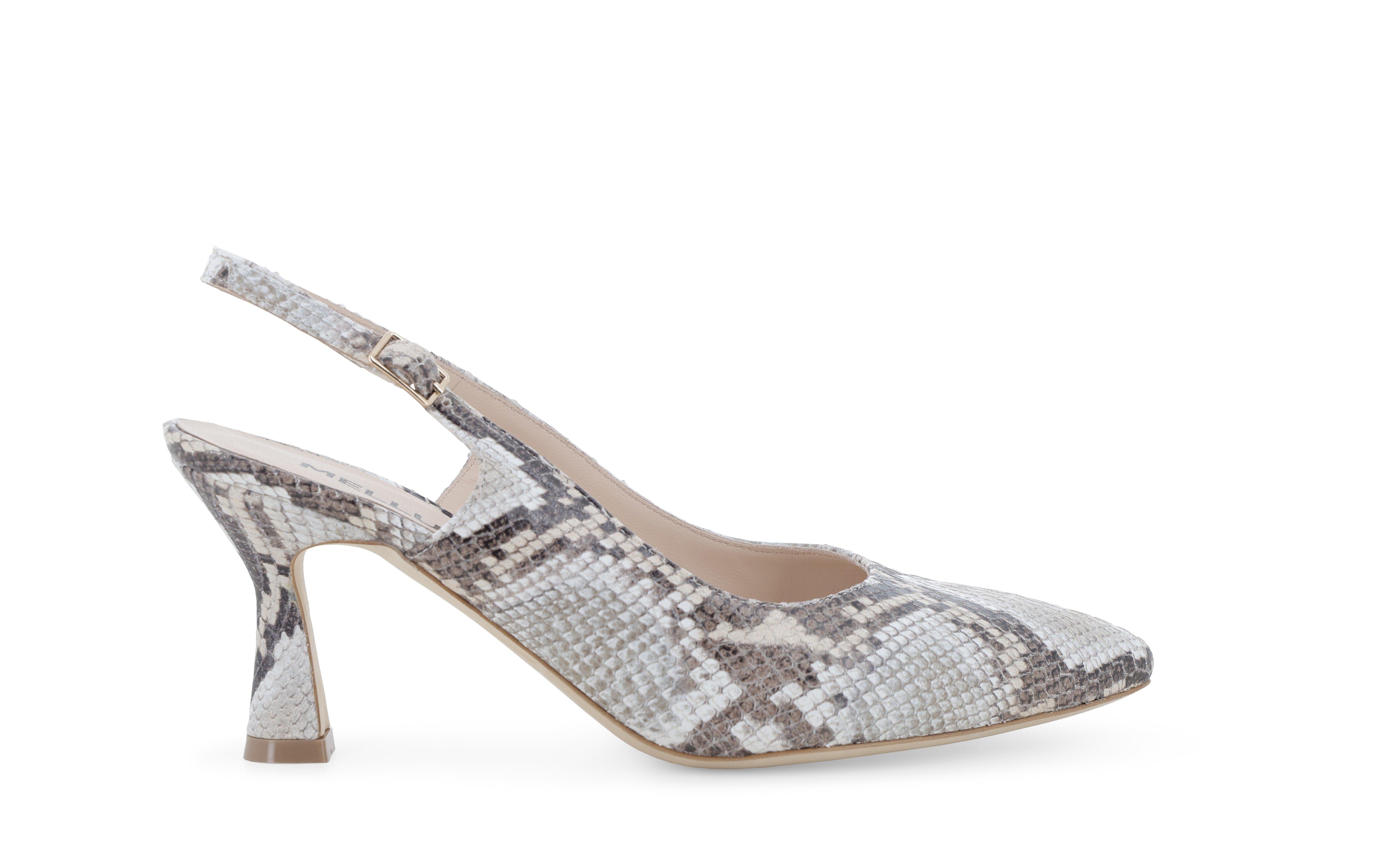 Slingback a punta con stampa pitonata e tacco svasato d165q 38