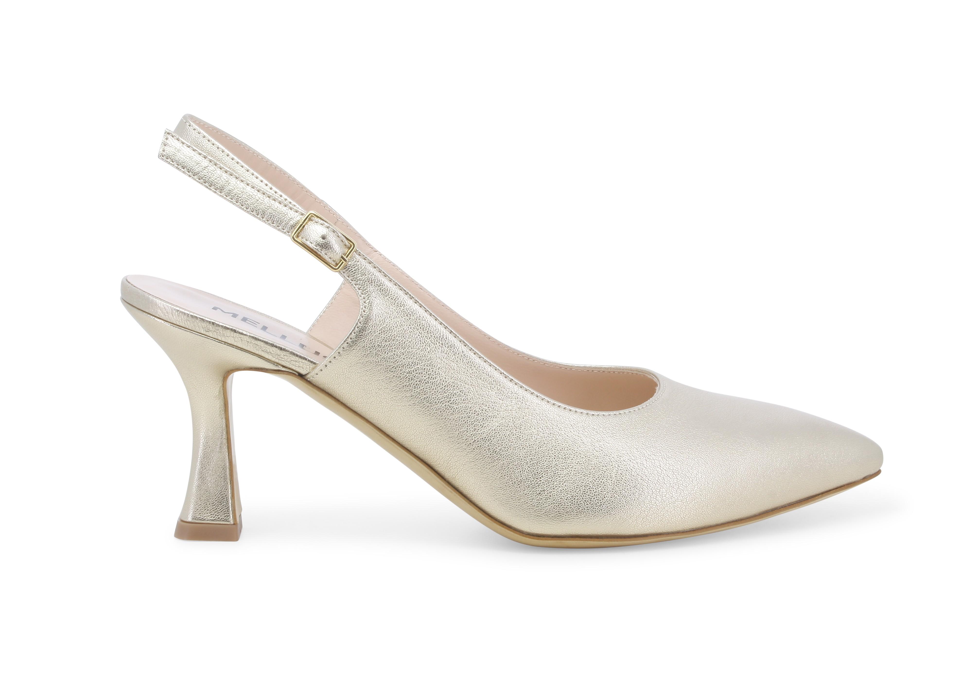 Décolleté donna slingback in pelle wash platino d165q 36