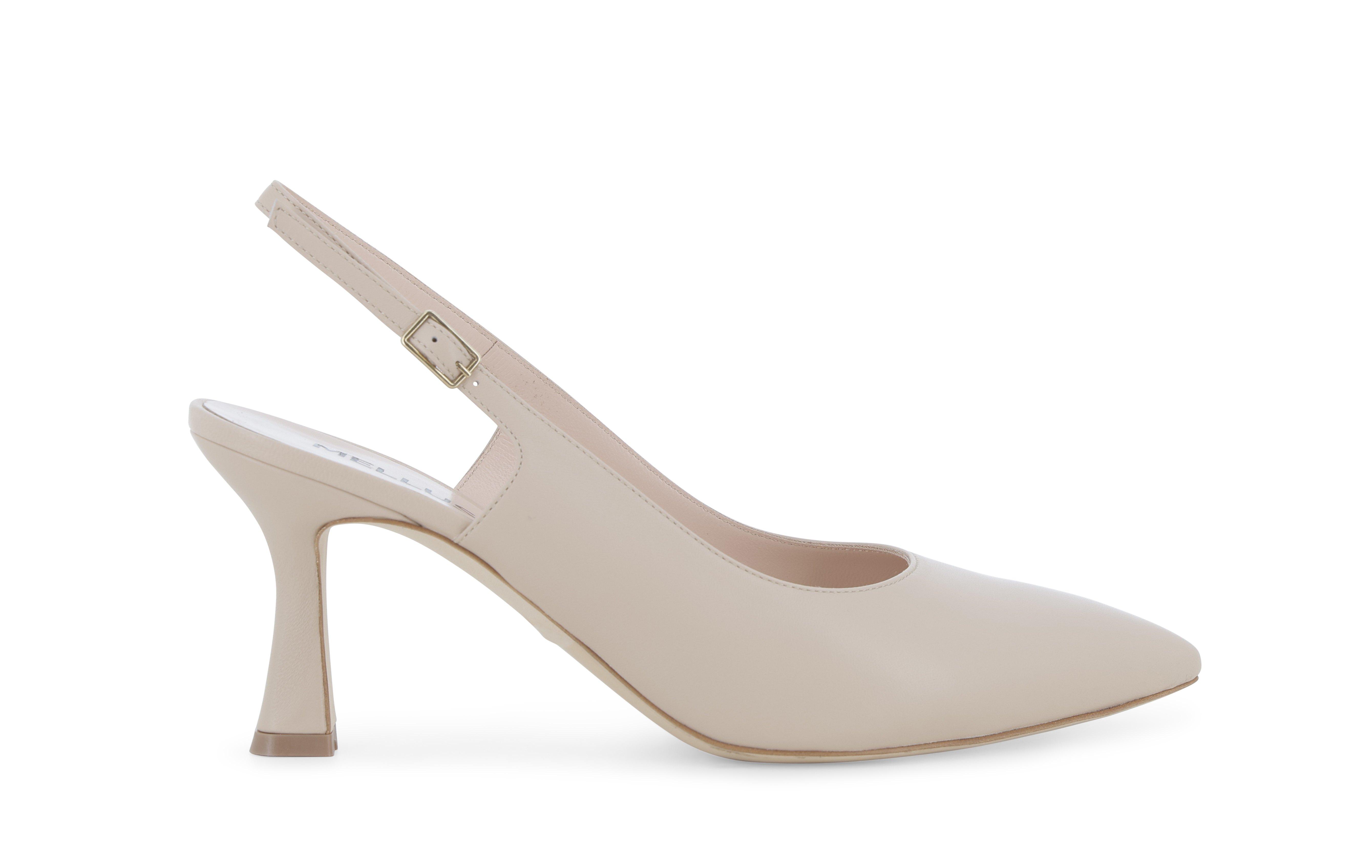 Slingback a punta in morbida pelle beige nude d165q 35