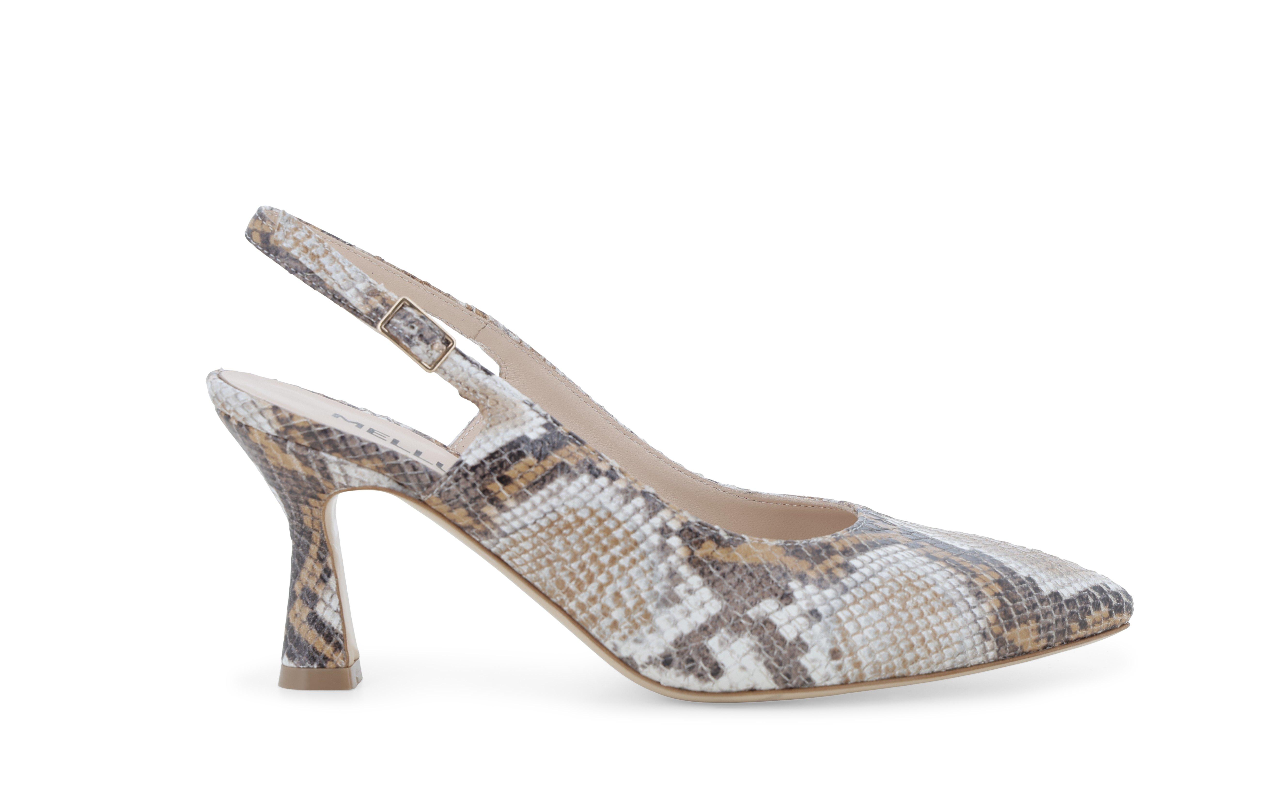 Slingback in pelle stampa pitonata beige D165Q 39