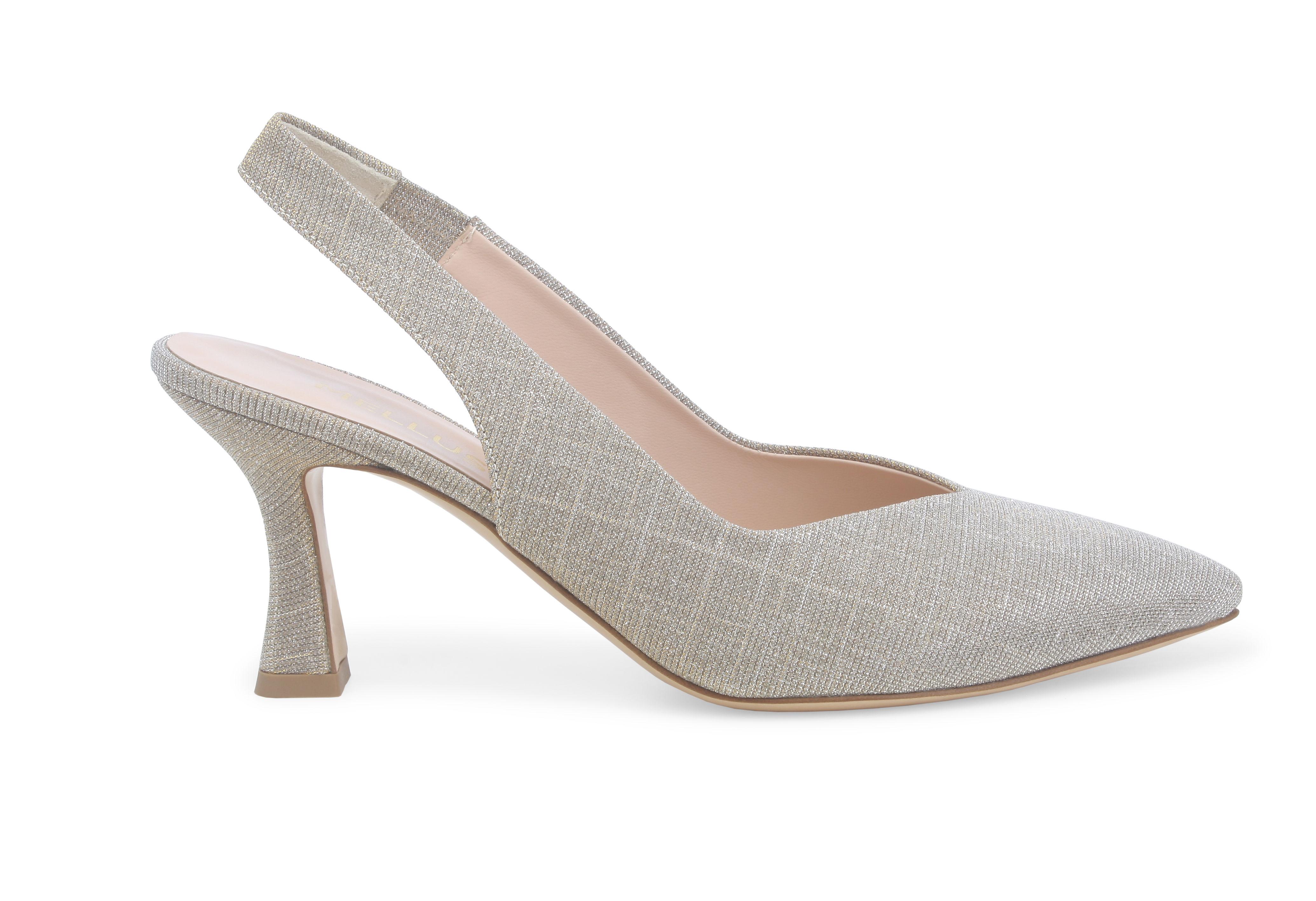 Décolleté donna slingback in tessuto platino d168q 37.5