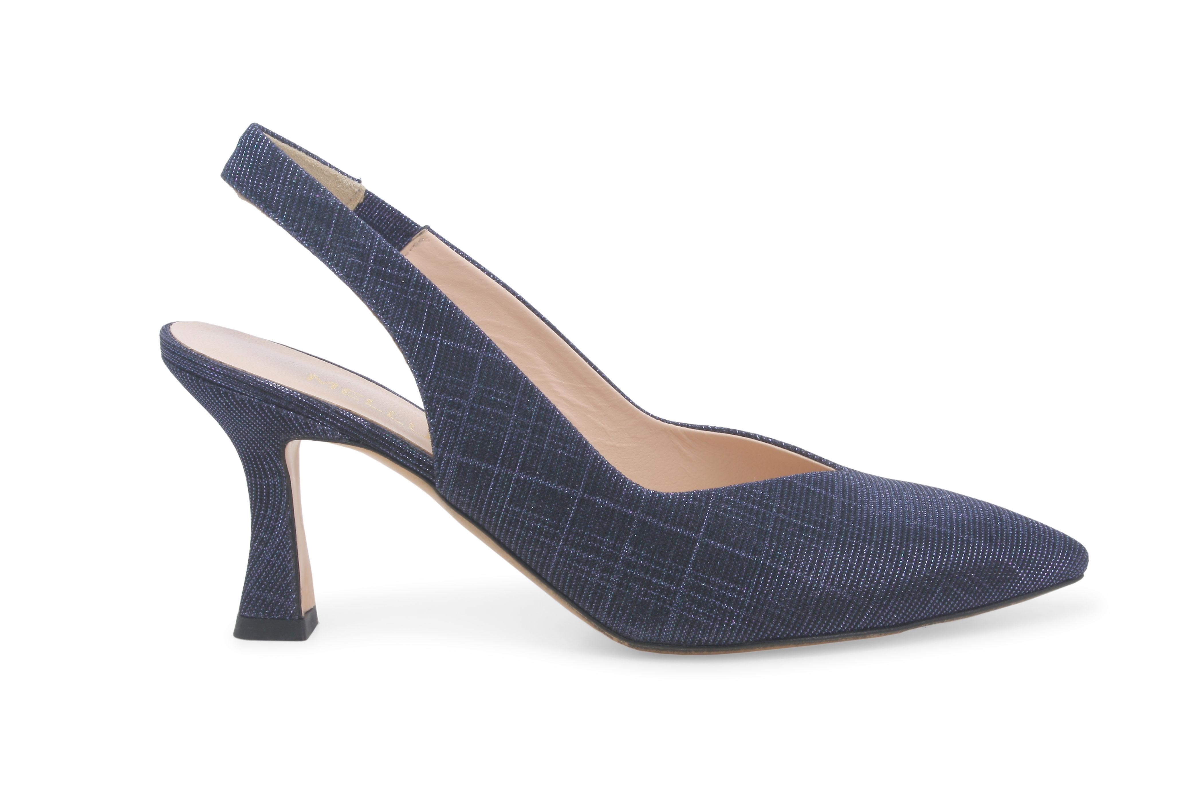 Décolleté donna slingback in tessuto galassia blu notte d168q