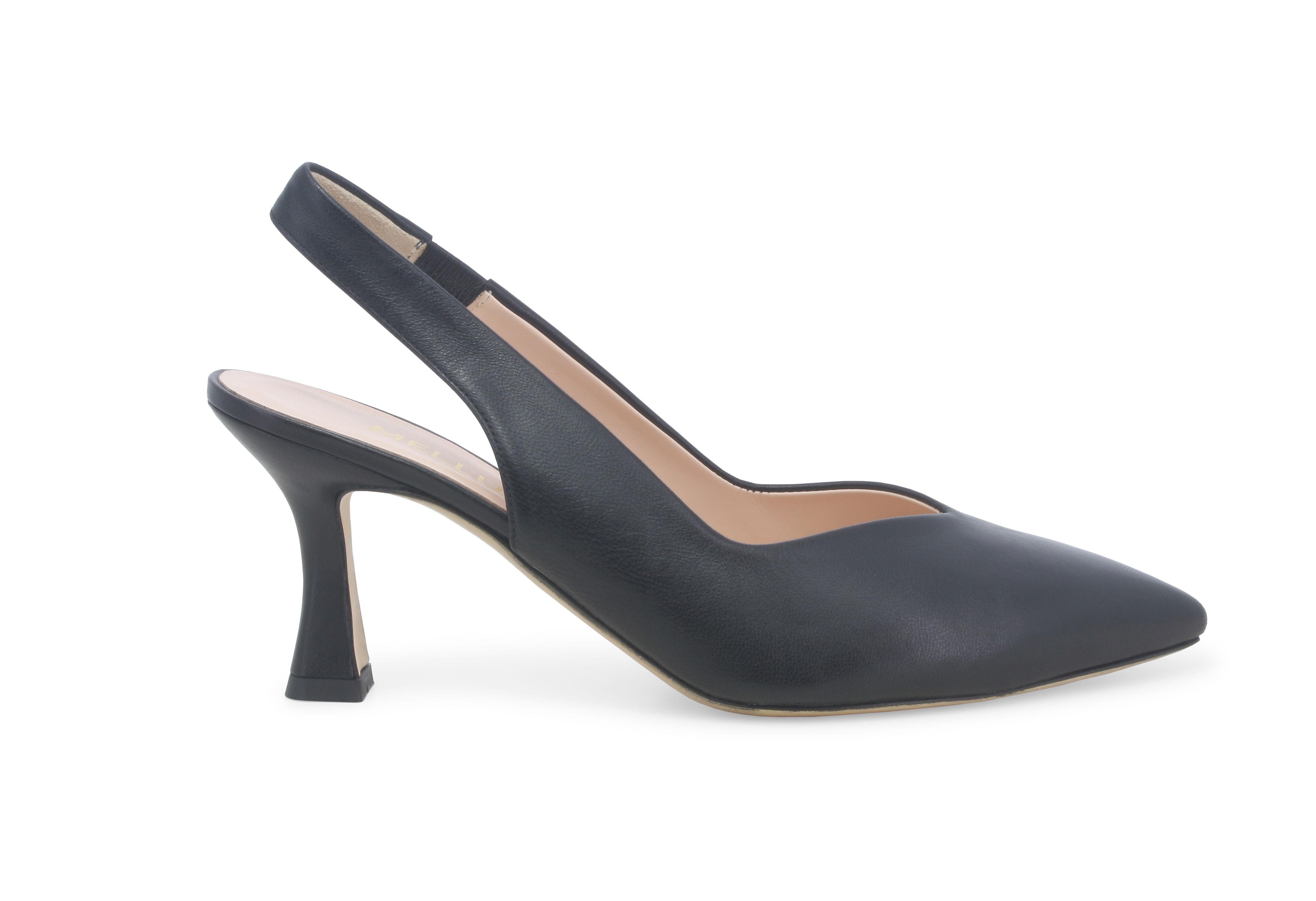 Décolleté donna slingback in pelle nero d168q 43