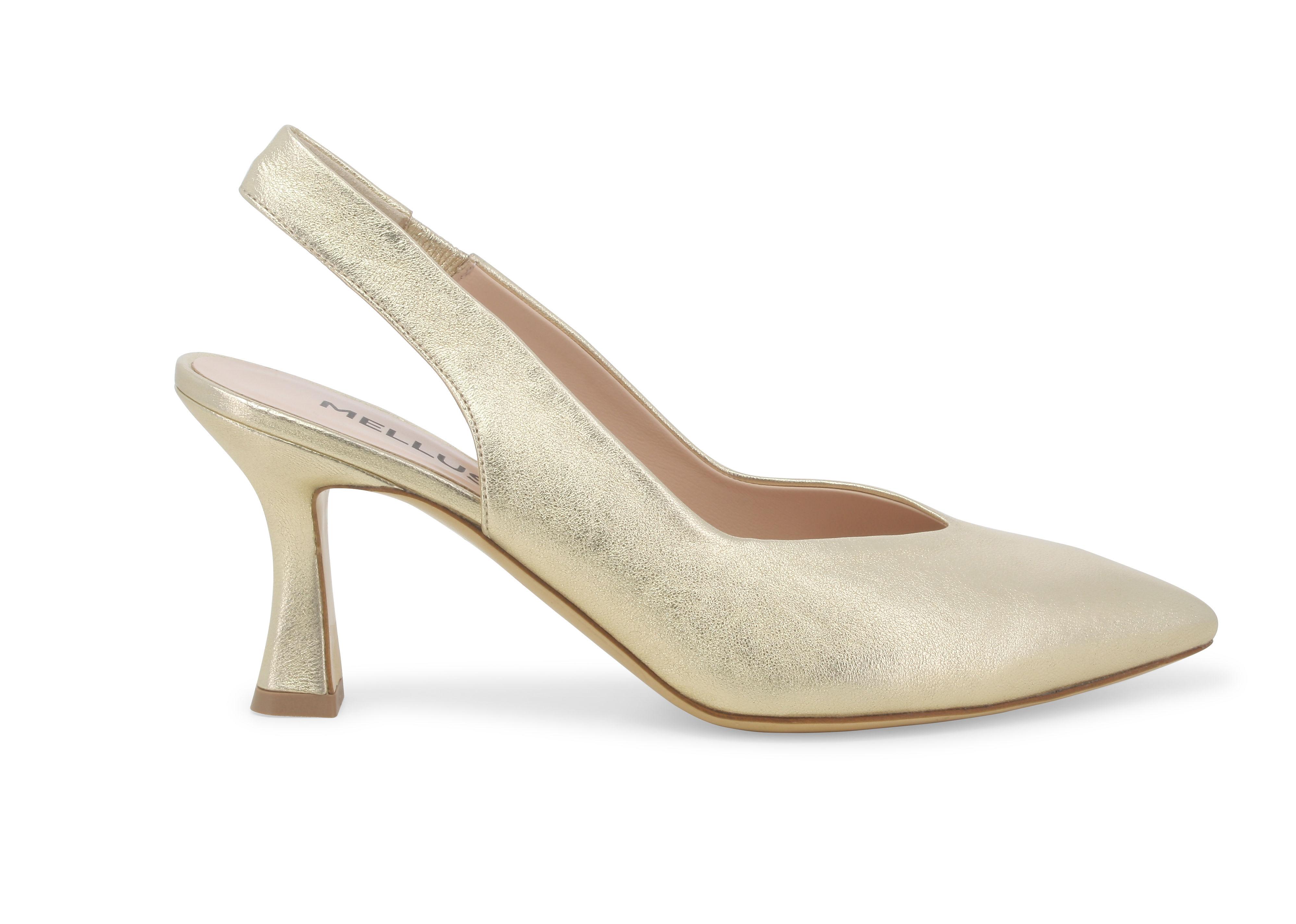 Décolleté donna slingback in pelle platino d168q 37