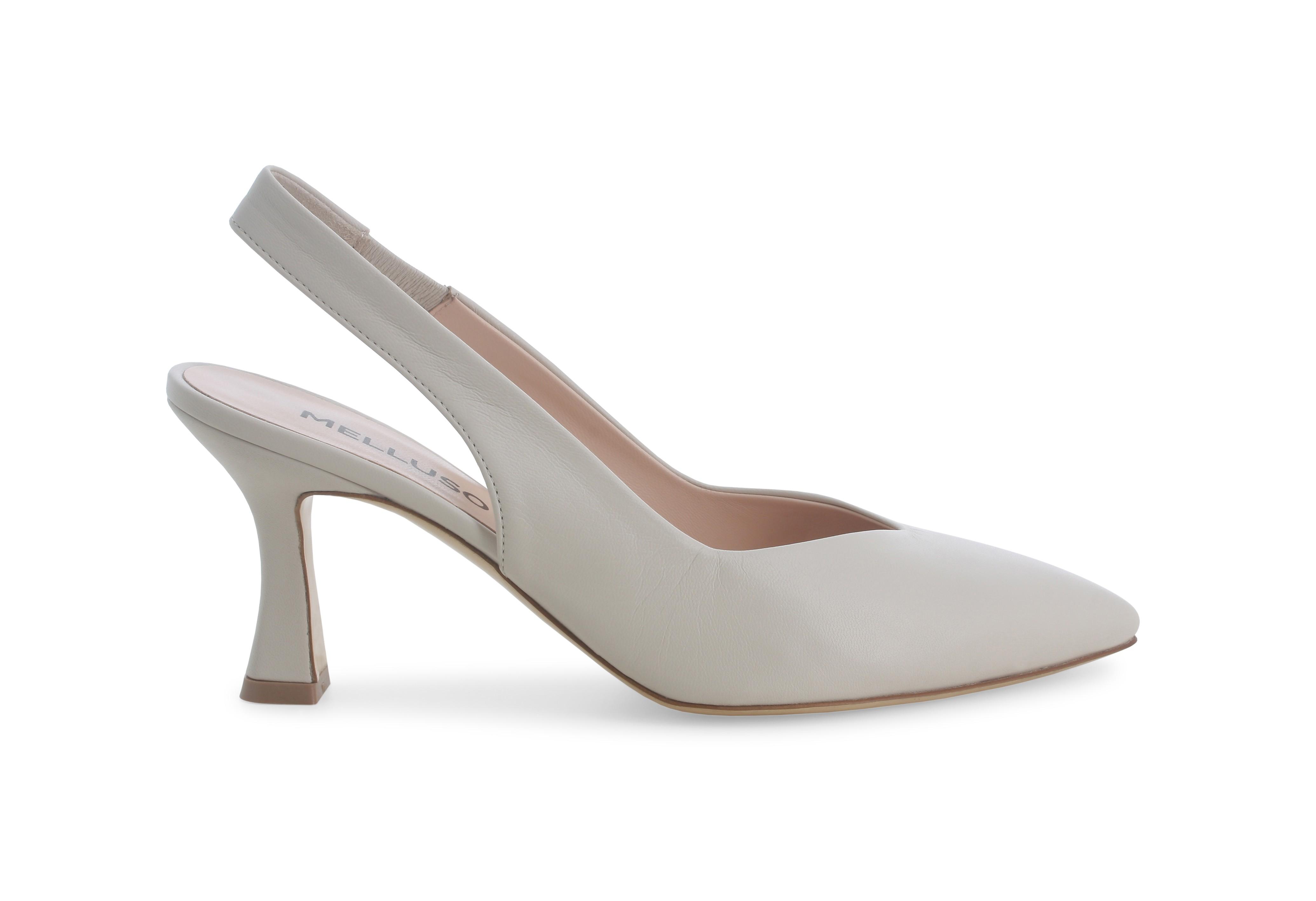 Décolleté donna slingback in pelle milk d168q