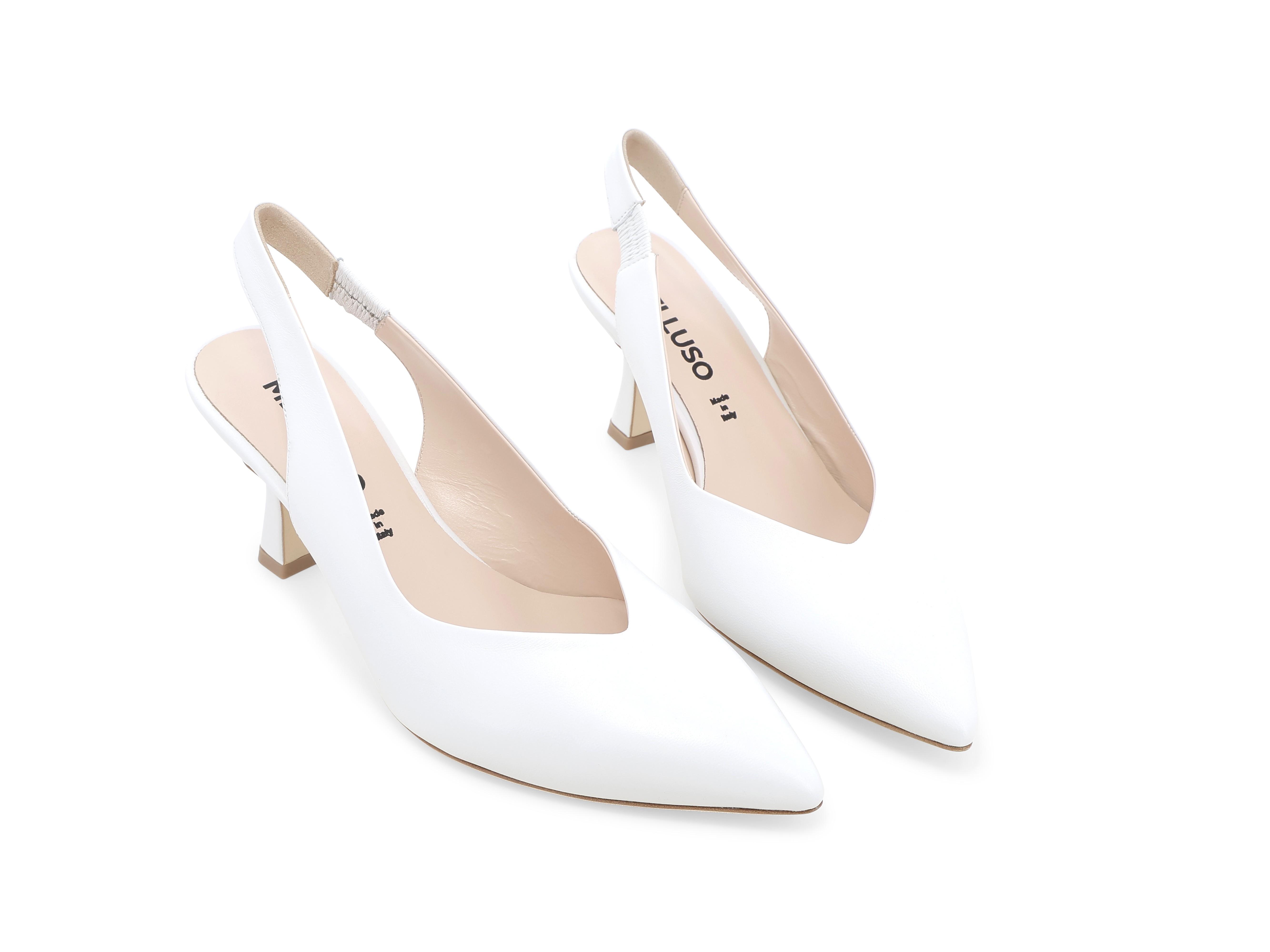 Décolleté donna slingback in pelle bianco d168q 36