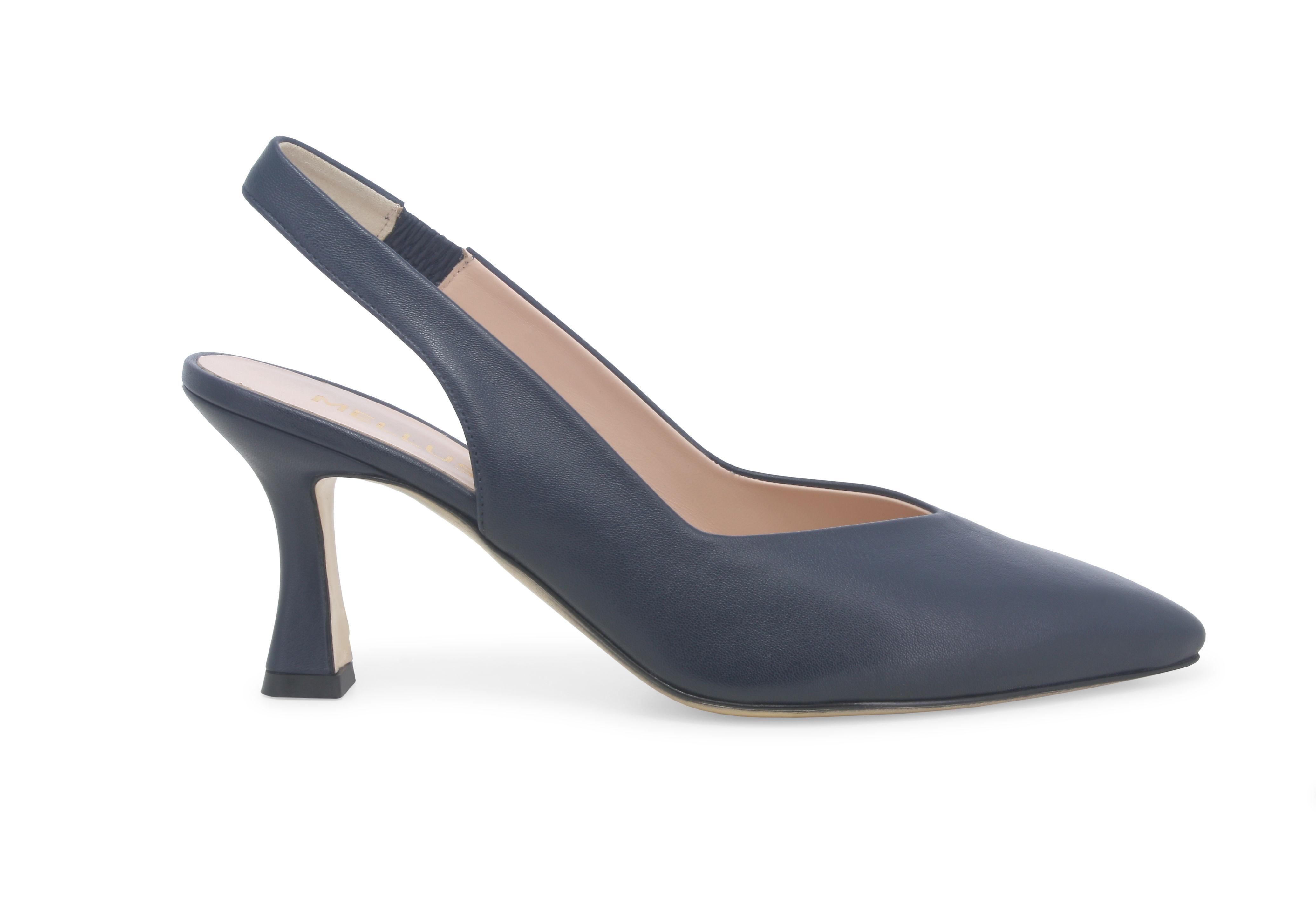 Décolleté donna slingback in pelle blu notte d168q 41