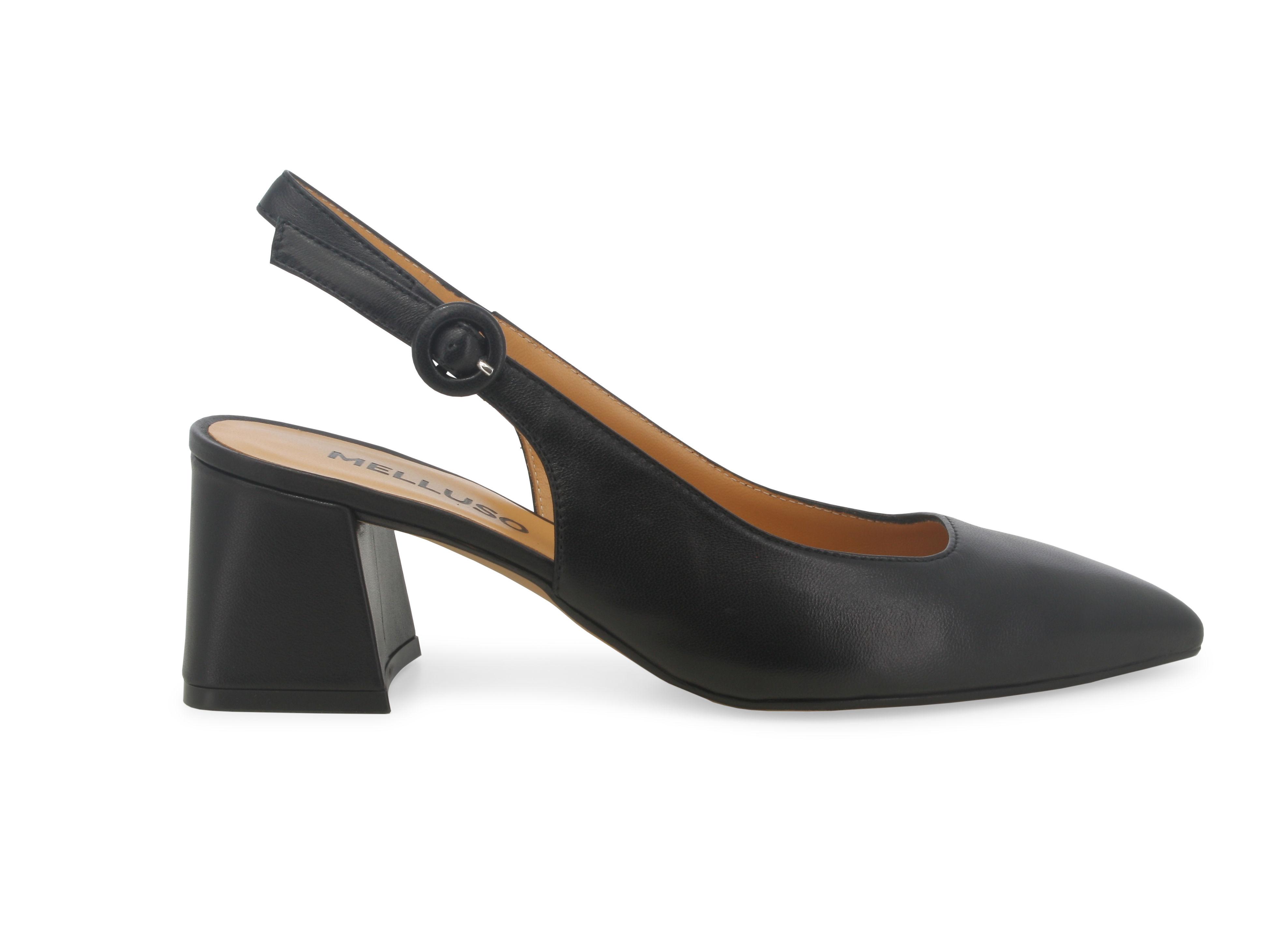 Décolleté donna slingback in pelle nero d179q 37.5