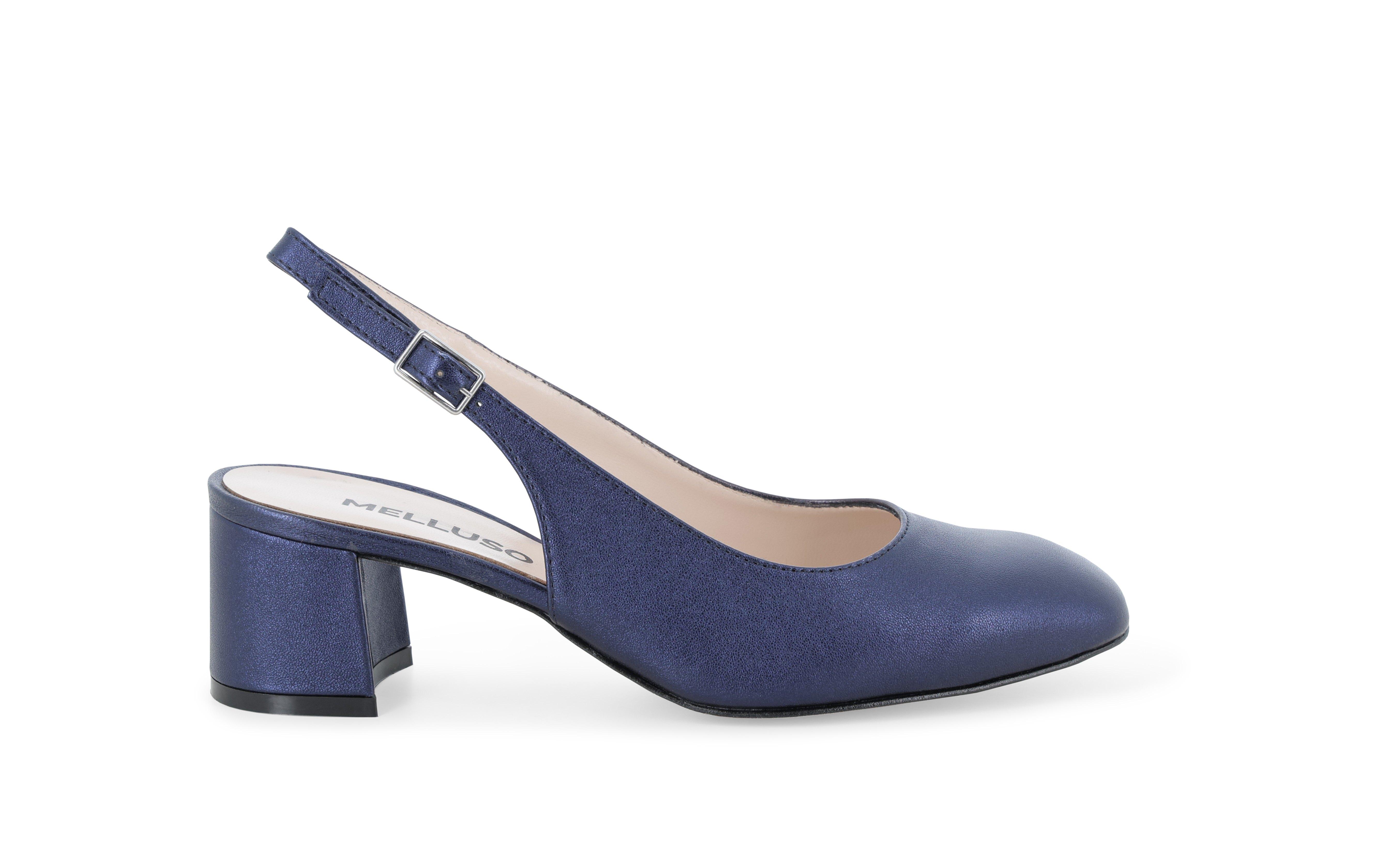 Décolleté donna slingback chiuso blu abyss con tacco largo d180q 37