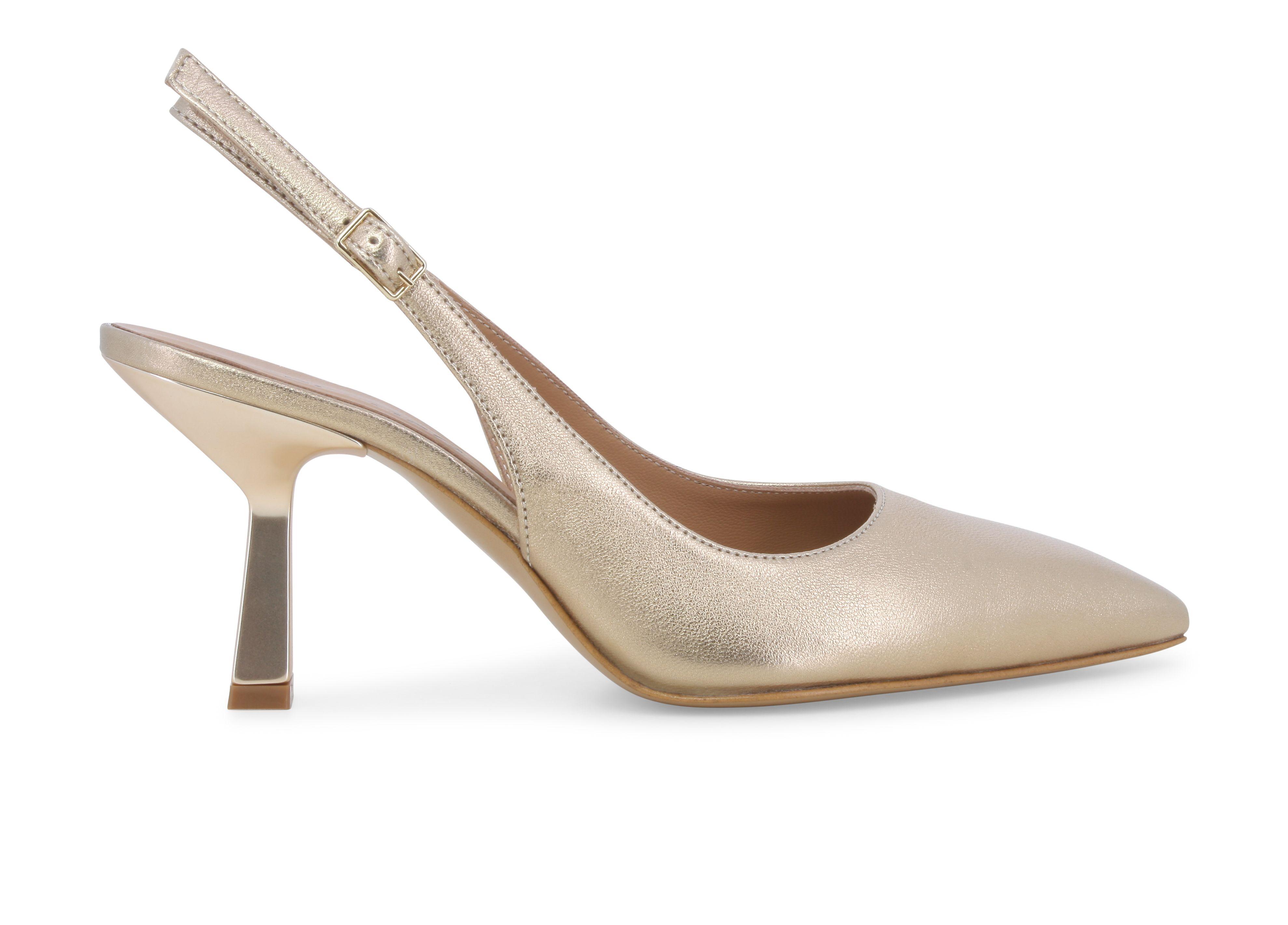 Décolleté donna slingback in pelle platino d192q 38